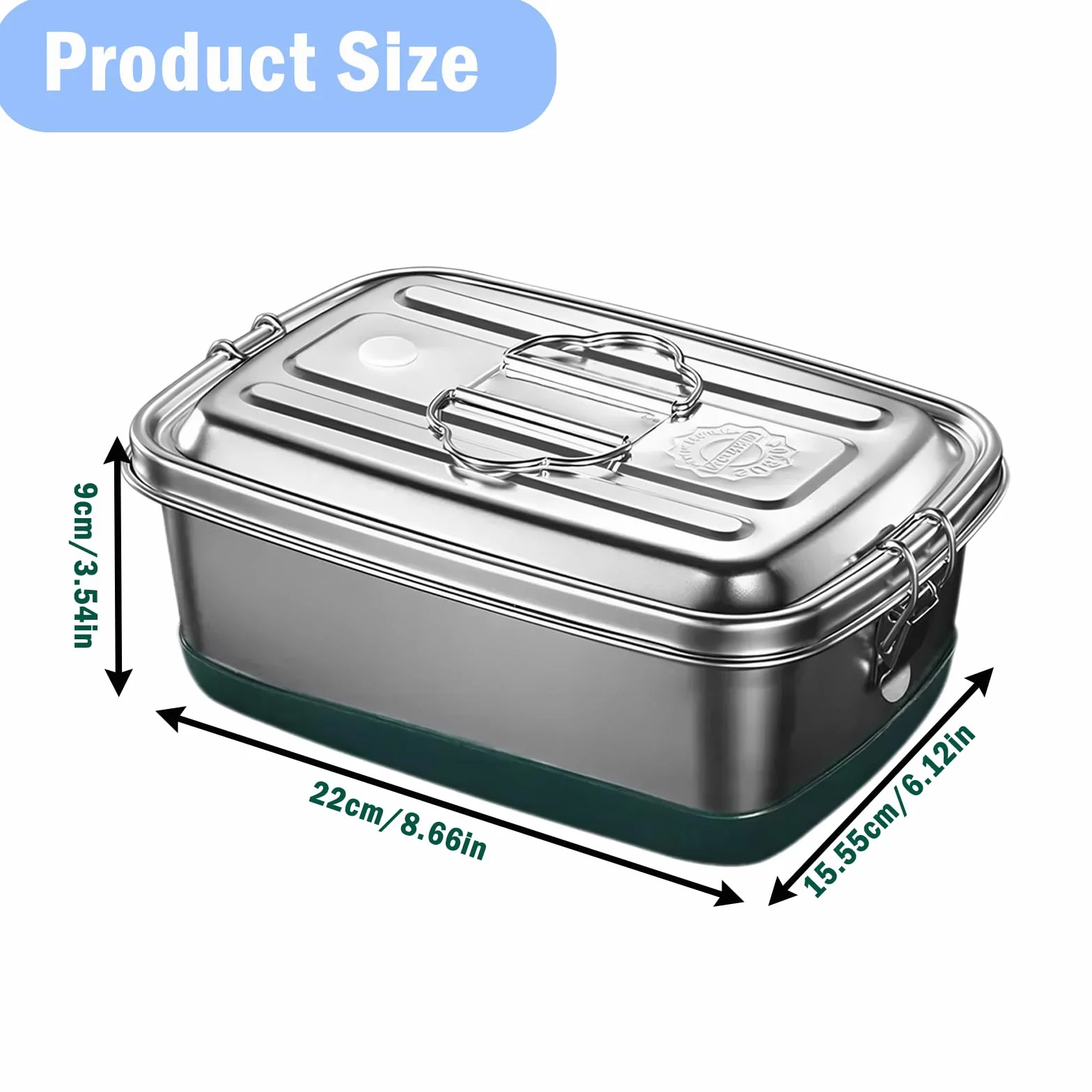 2000ml Pojemnik Obiadowy ze Stali Nierdzewnej z Pokrywą, 3 Przegródki i Podwójna Warstwa, Ekologiczny Trwały i Szczelny Lunch Box, do Podróż, Szkoły, na Piknik lub w Pracy