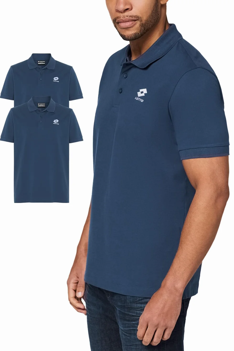 Lotto koszulka polo męska bawełniana, czarna lub niebieska, z krótkim rękawem, zestaw 2 szt., rozmiar L–5XL, elegancka koszulka polo męska z wyszywanym logo, klasyczna i wygodna, oddychająca