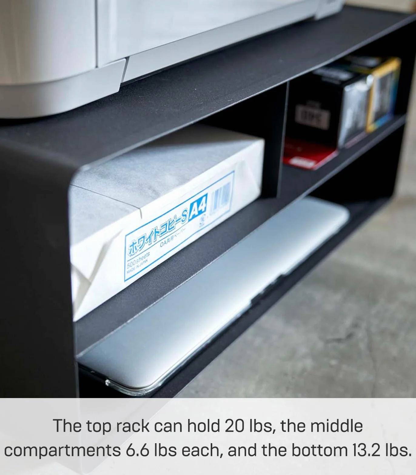 YAMAZAKI 4348-P Rolling Home Desktop Printer Stand-Computer Accessory Organizer | Stal | Biuro, Stop, Czarny