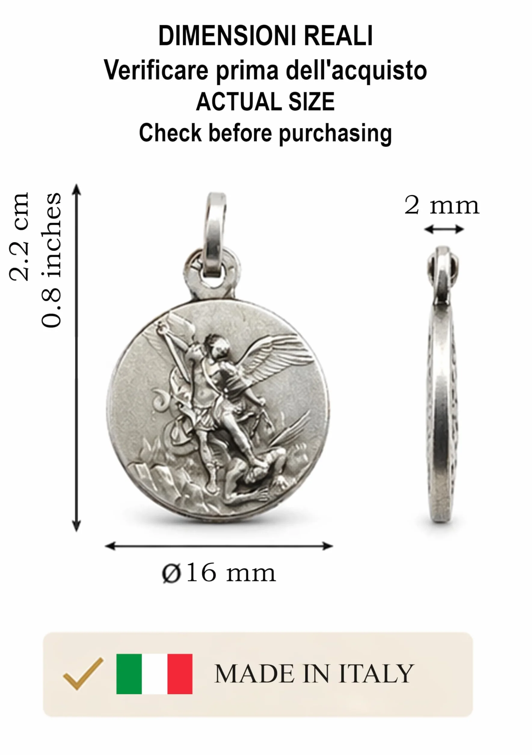 Medalion archanioła Michael - patron ścigania przestępstw - 100% Made in Italy