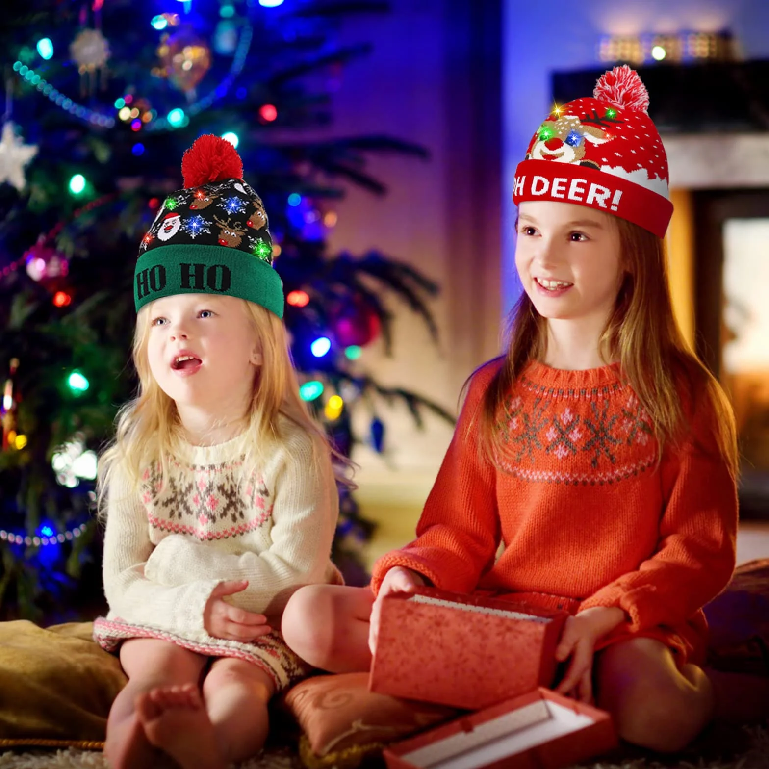 Diealles Shine Czapka z oświetleniem LED Beanie dzianinowa na Boże Narodzenie, Zielony kolor