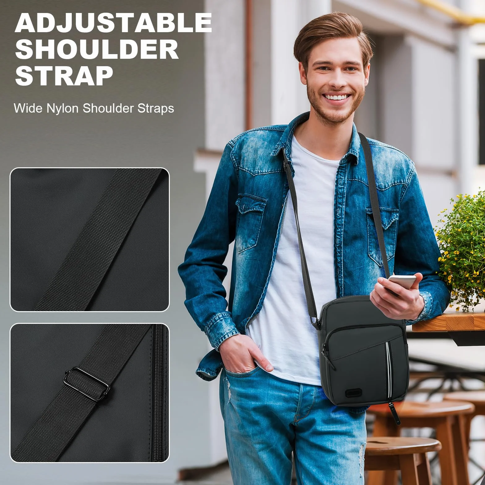 Aucuu Torba na ramię wodoszczelna męska listonoszka crossbody z wieloma kieszeniami