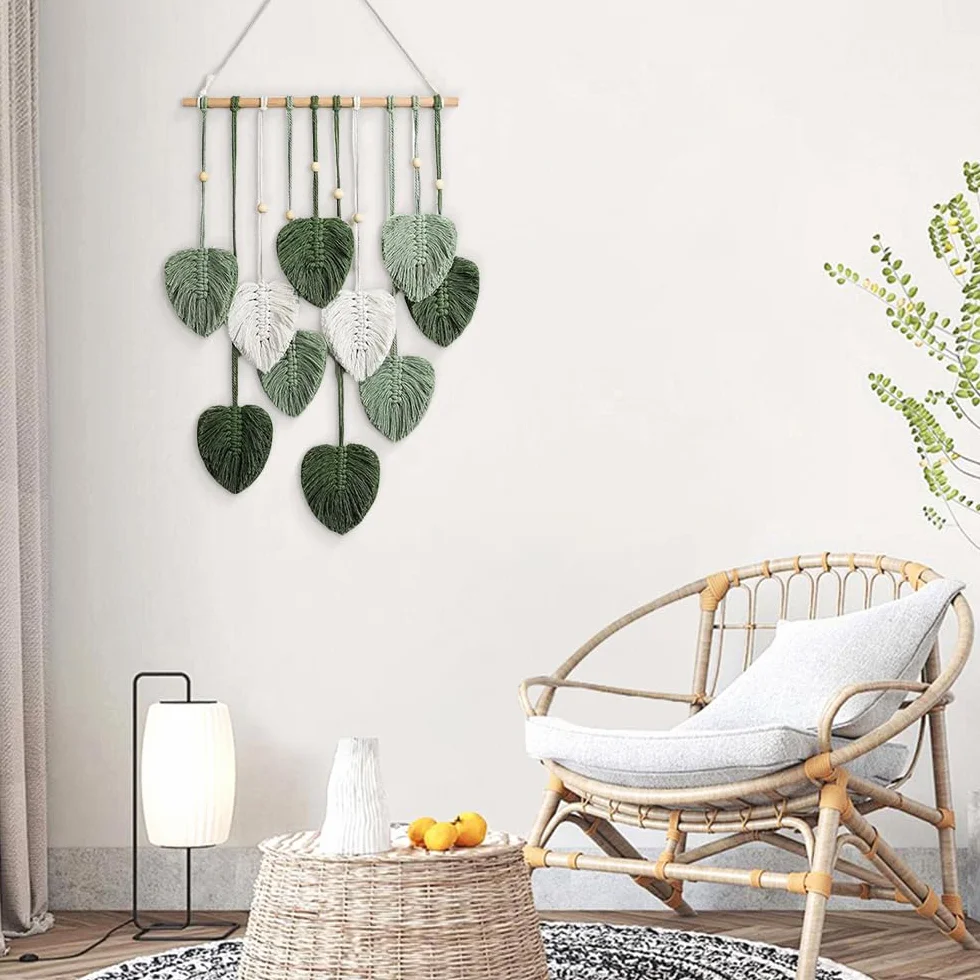 Mineup Makrama, makrama, dywan ścienny w stylu boho, makrama, dekoracja ścienna w stylu boho, ręcznie tkana, dekoracja ścienna do salonu, sypialni, na zewnątrz
