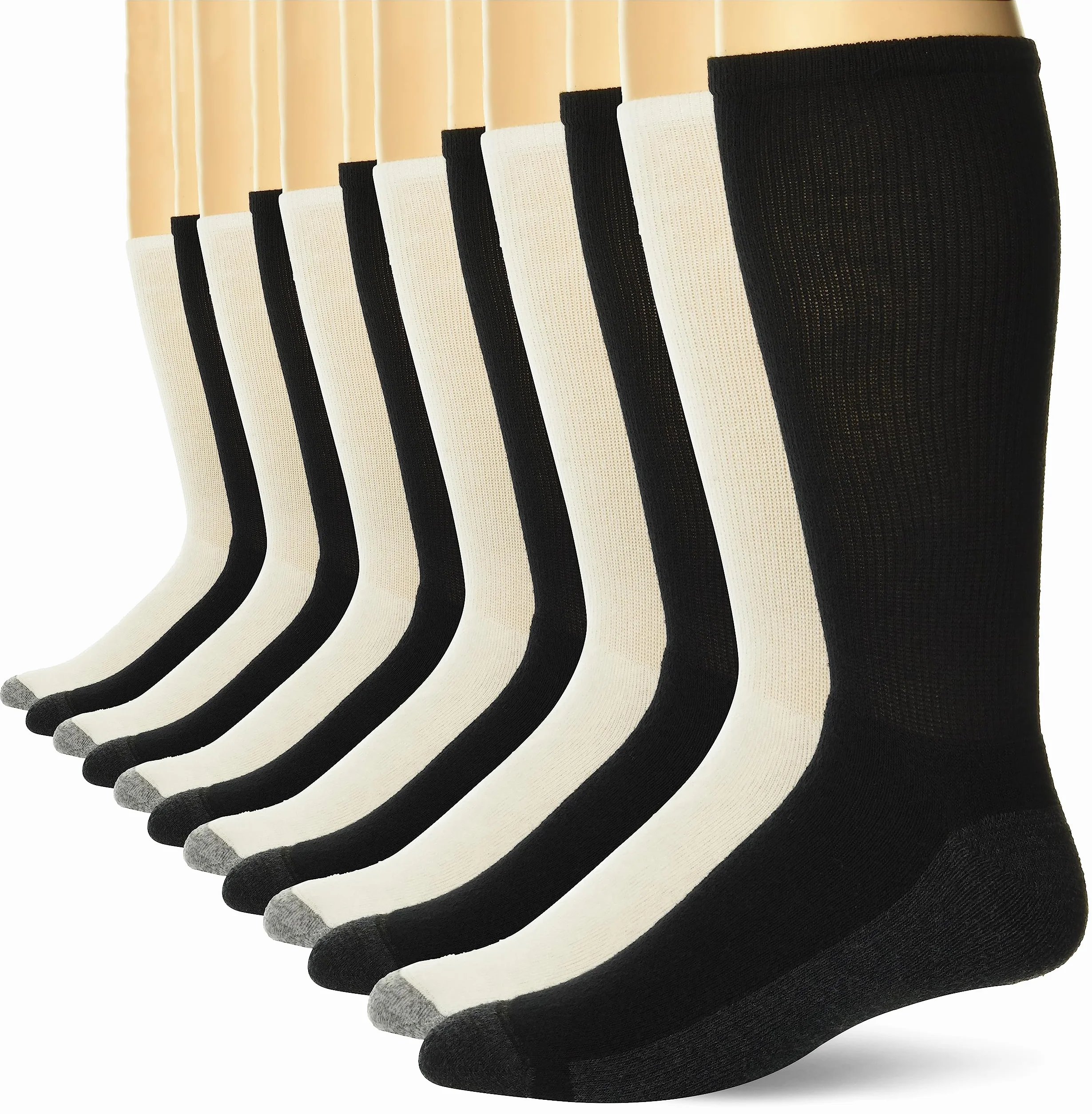 Hanes Męskie Ultimate 8-pak Ultra Cushion FreshIQ Odor Control with Wicking Crew Socks, białe (6 sztuk)