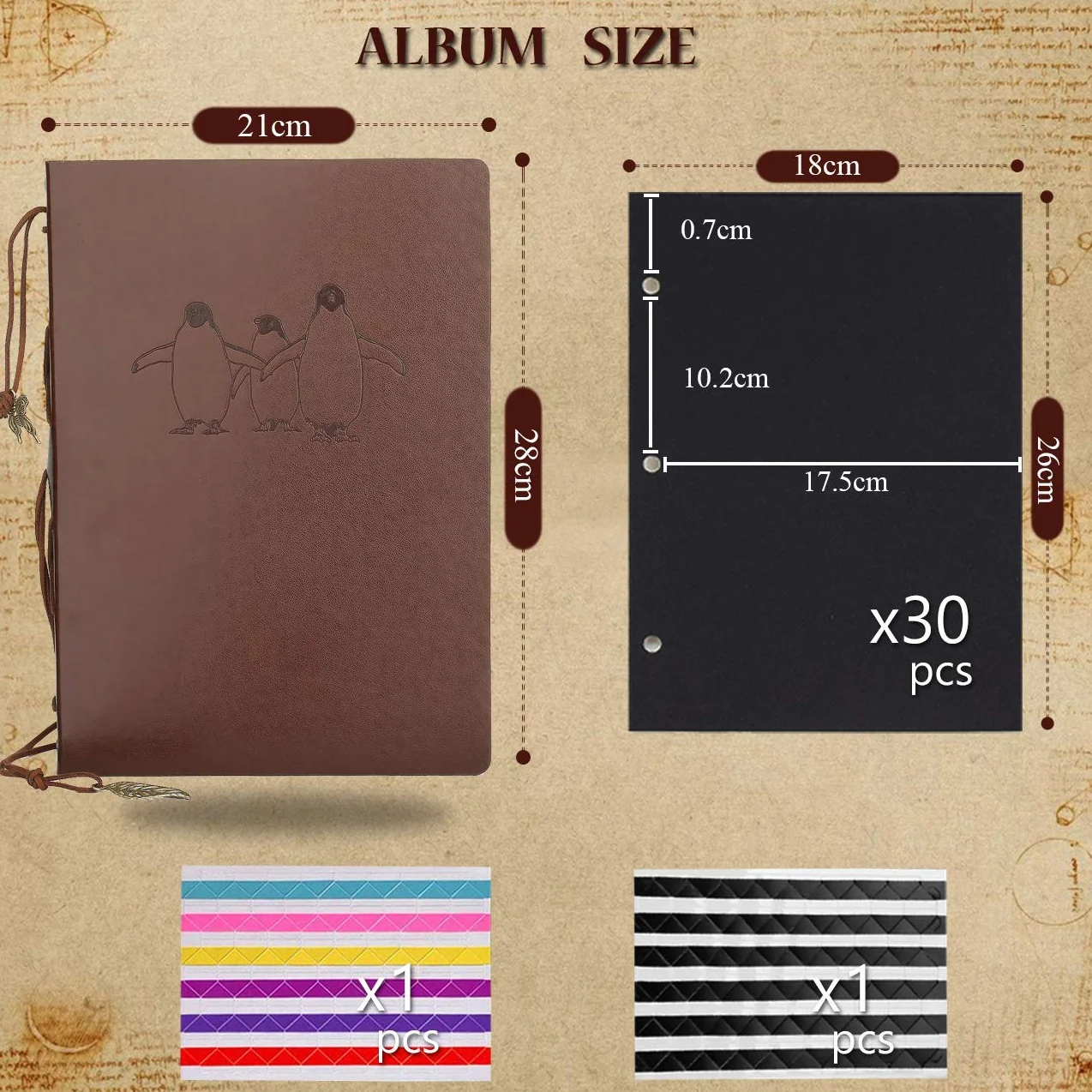Album do scrapbookingu skórzany vintage z możliwością uzupełniania czarne strony prezent walentynkowy rocznicowy