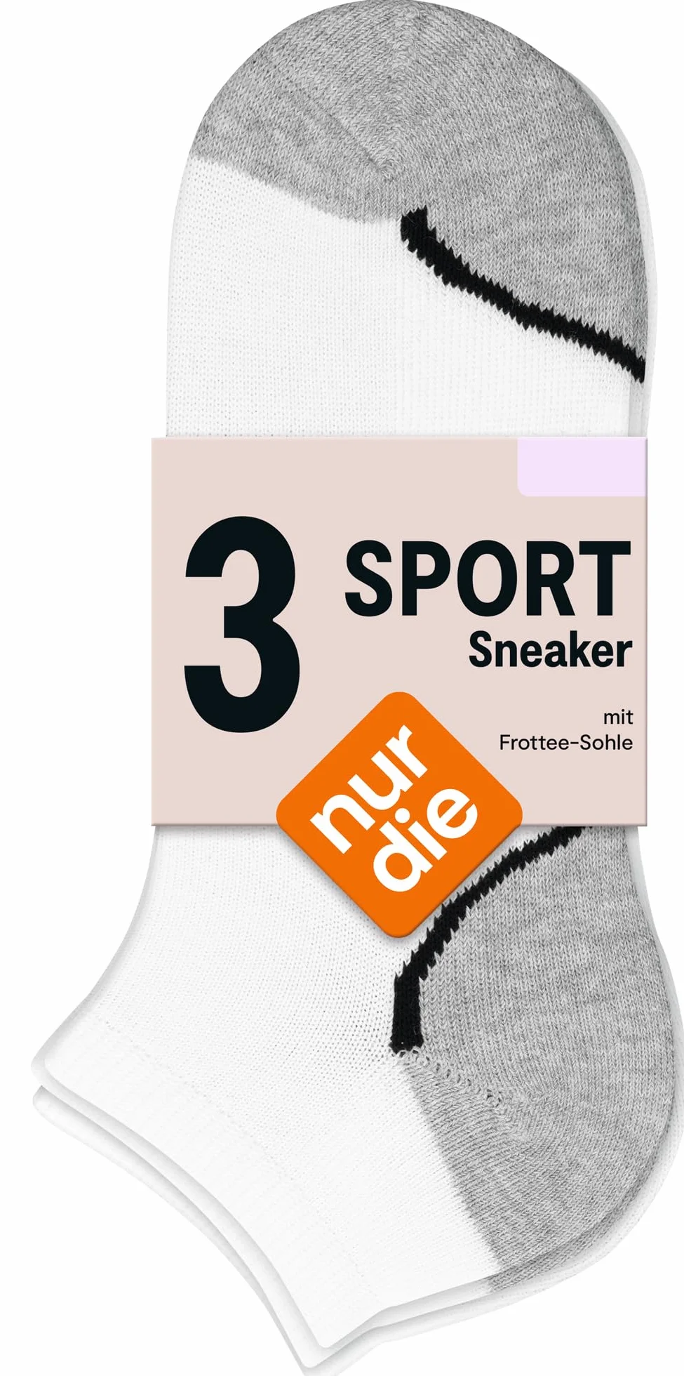 Tylko 3-pak sportowych sneakersów sportowych z oddychającej bawełny, krótkie skarpety sportowe z wyściełaną podeszwą dla mężczyzn, biały, 39-42 EU