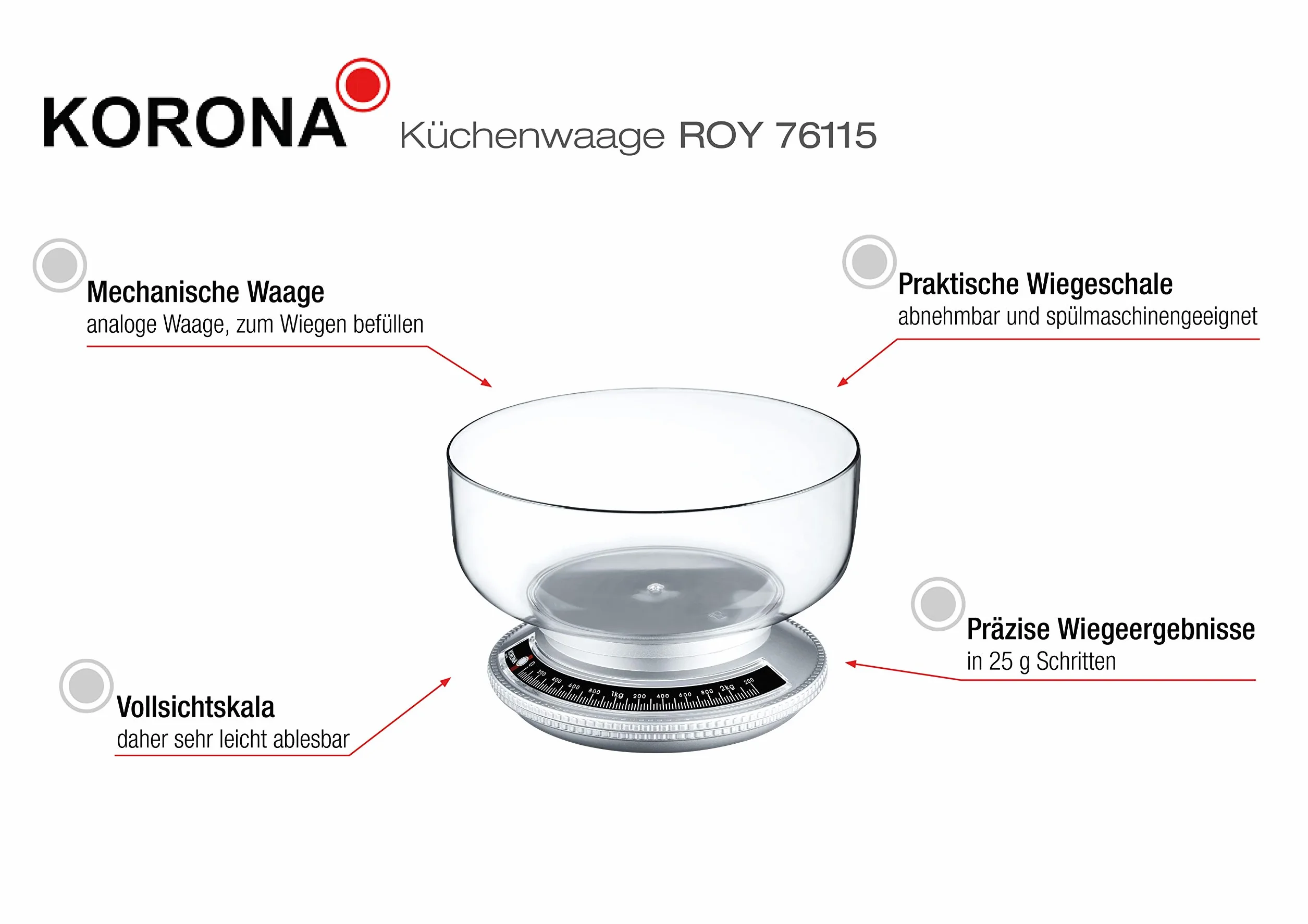 Korona Mechanische K?chenwaage Roy, srebrny