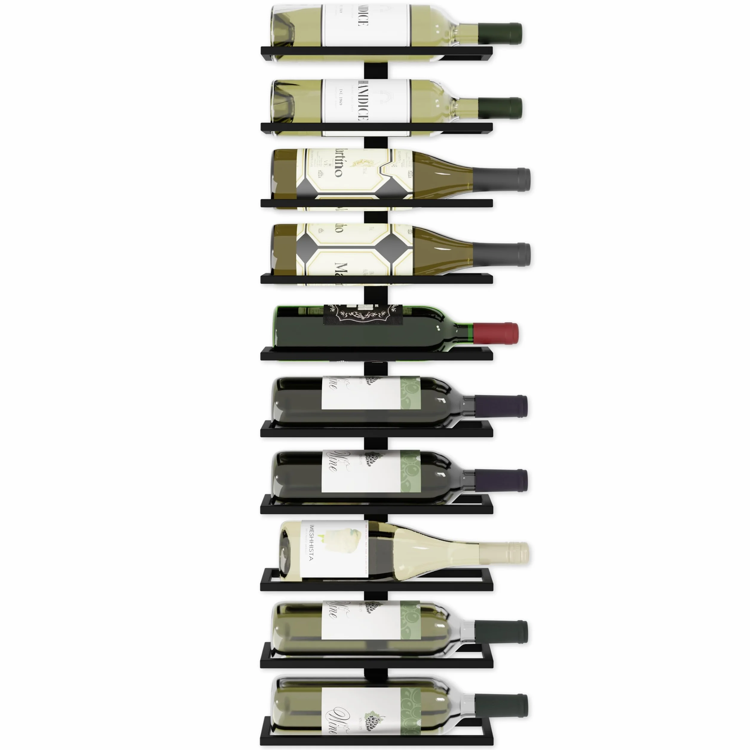 Lenmar Seria LOFT Regał na Wino z Metalu, 5-25 Butelek, Czarny, Uchwyt do Przechowywania Wina, Montaż Ścienny lub w Piwnicy