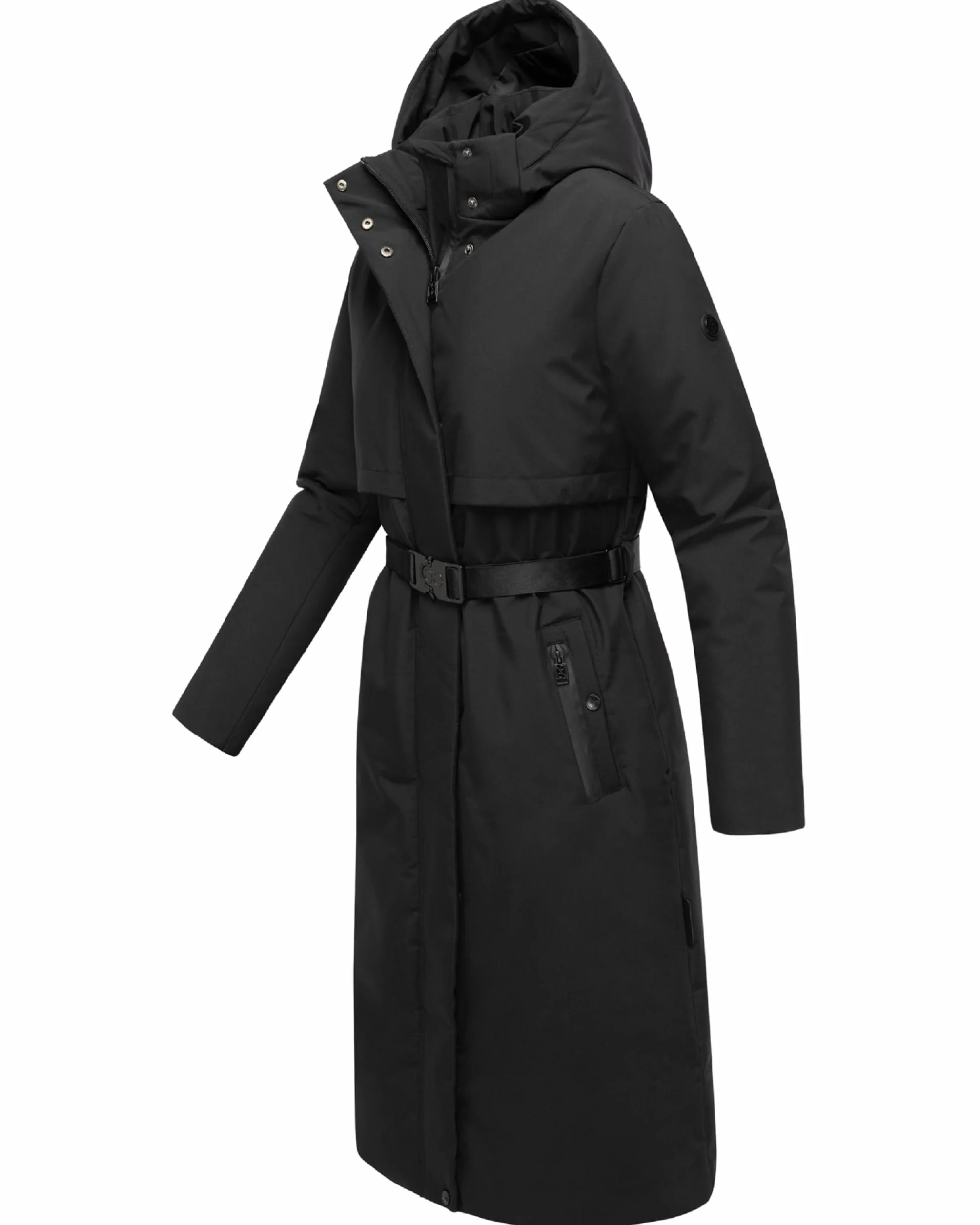 Navahoo Damski płaszcz zimowy, ciepła, wodoodporna parka z (zdejmowanym) kapturem i paskiem w talii, Waldbummler 14 XS-3XL