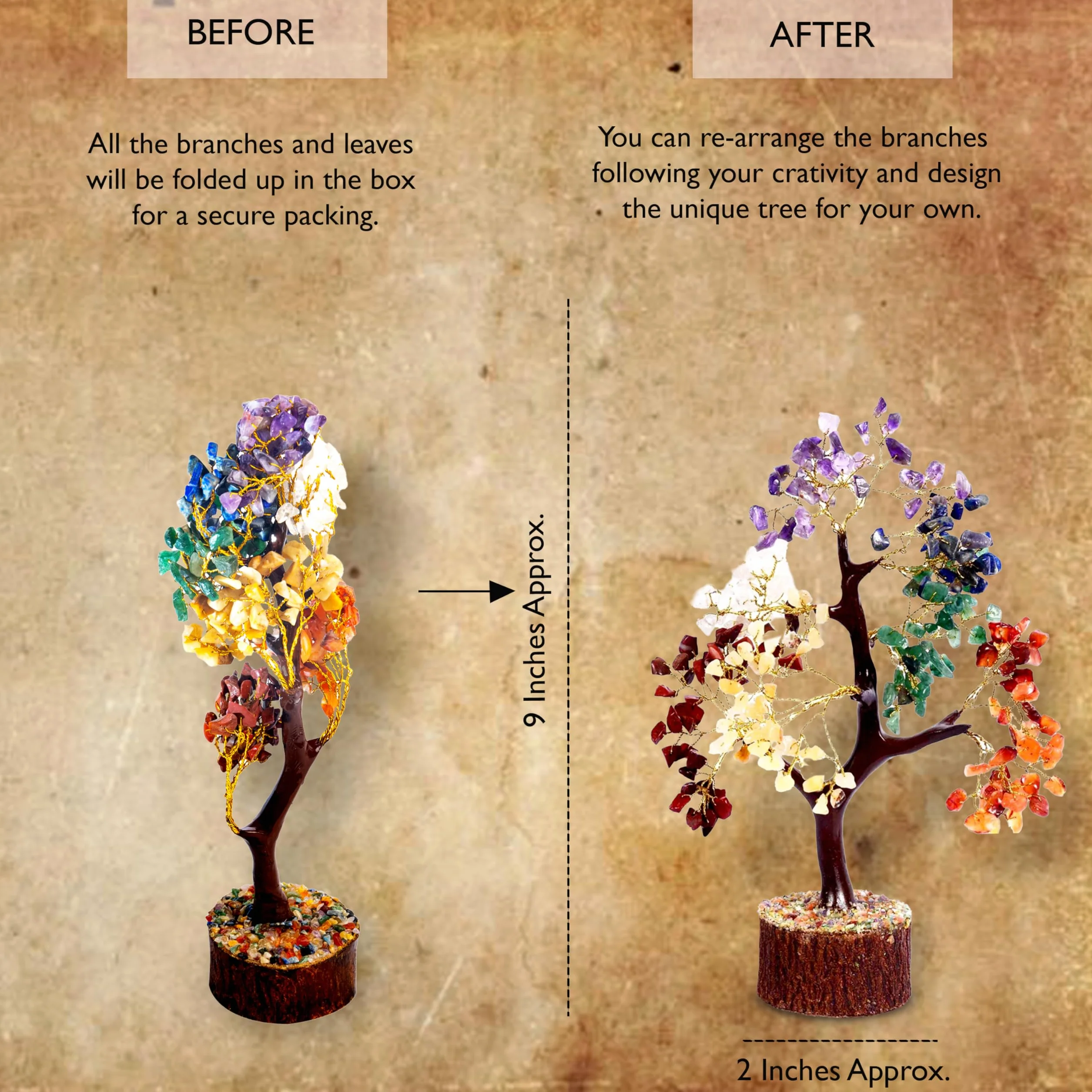 Wonder Care Naturalne kryształowe bonsai Reiki siedem czakr Feng Shui dekoracja domu