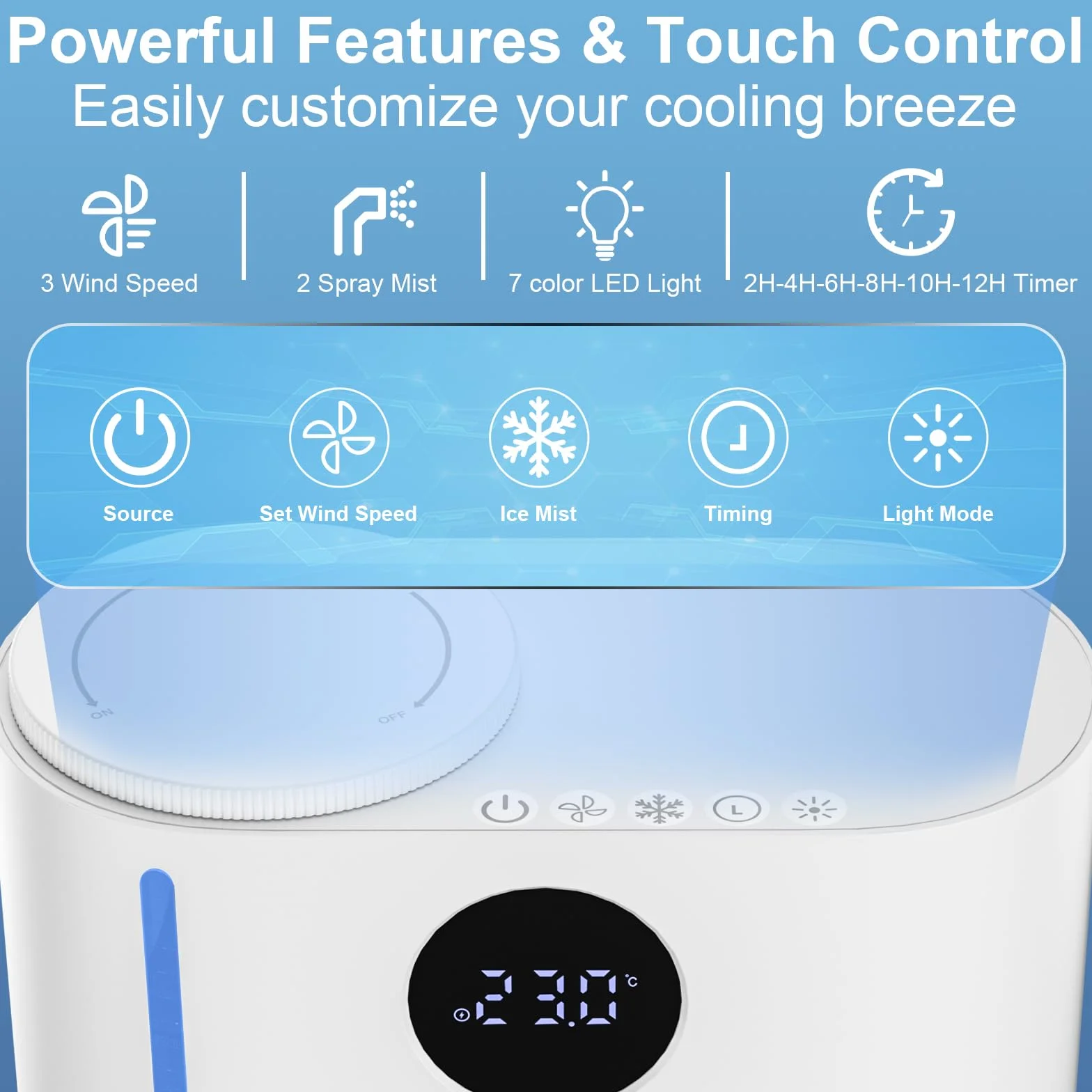 Mobilny klimatyzator 4 w 1 z chłodną mgiełką 900 ml przenośny mini wentylator USB 3 prędkości 7 kolorów światła