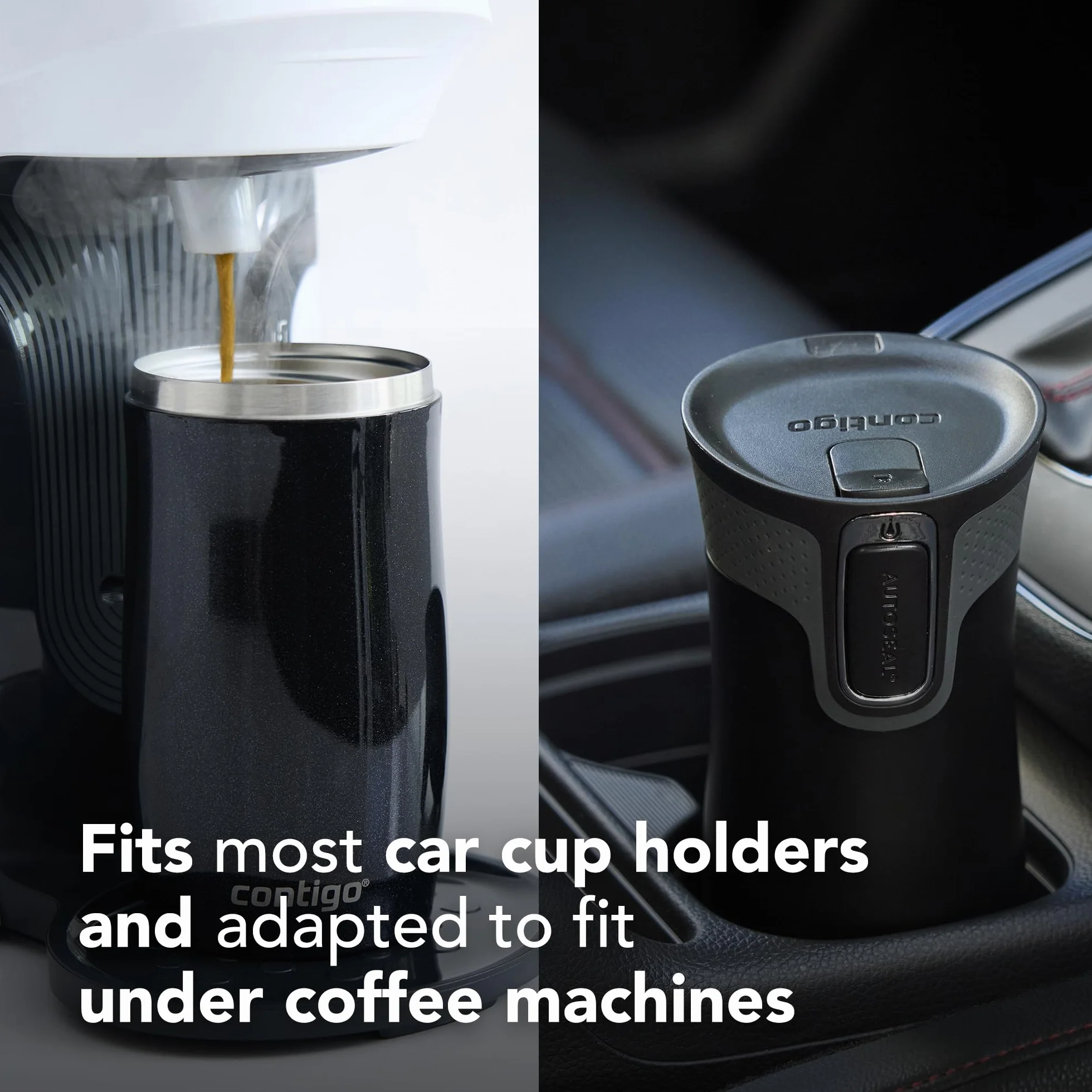 Contigo West Loop Mini Autoseal Kubek podróżny, ze stali nierdzewnej, termos próżniowy, szczelny kubek, kubek na kawę na wynos, z łatwą do czyszczenia, bez BPA, lukrecja, 300 ml