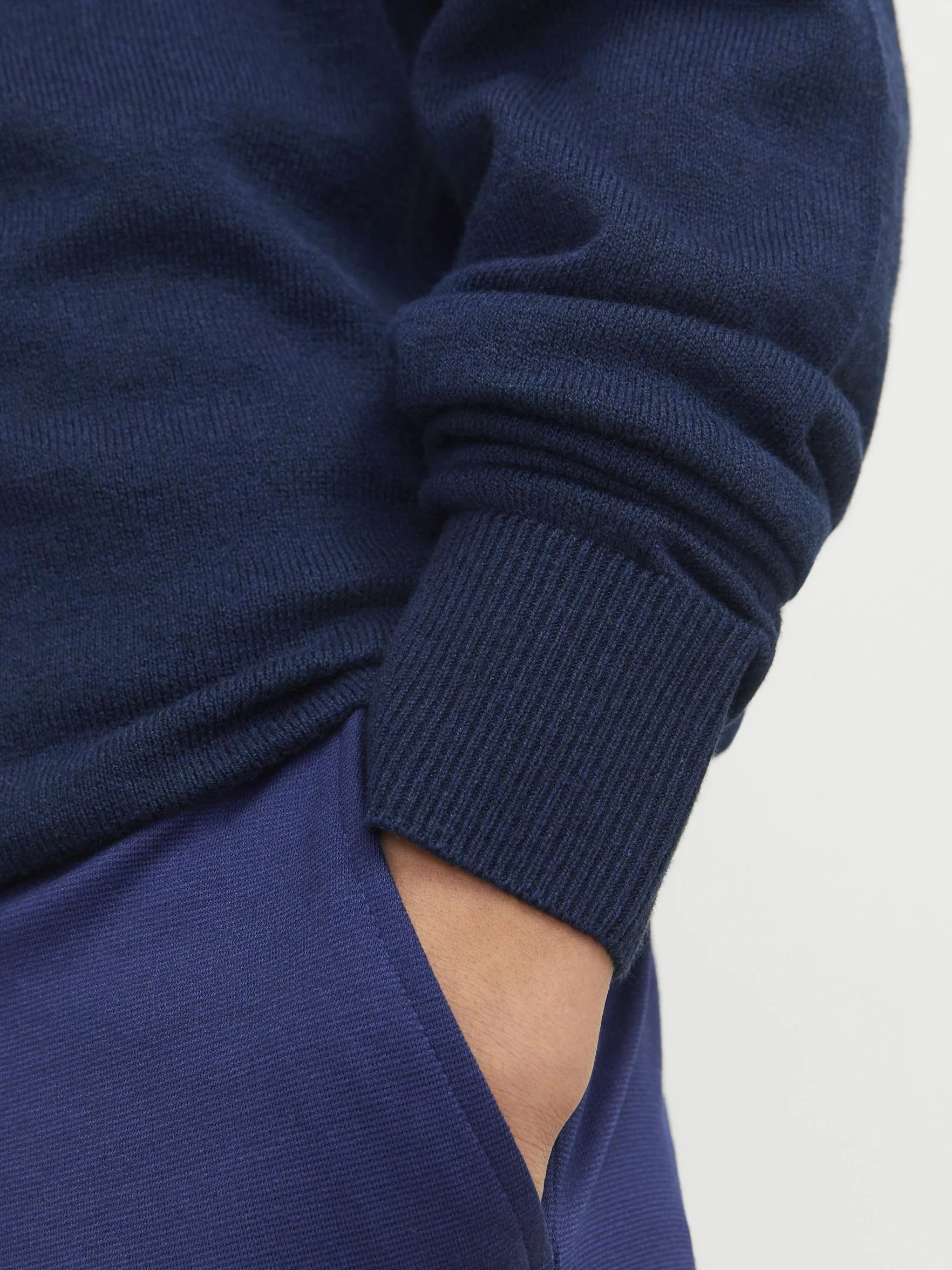 JACK&JONES JUNIOR Chłopięcy Jjeemil Knit Half Zip Noos Jnr sweter z dzianiny, granatowy blezer, 140