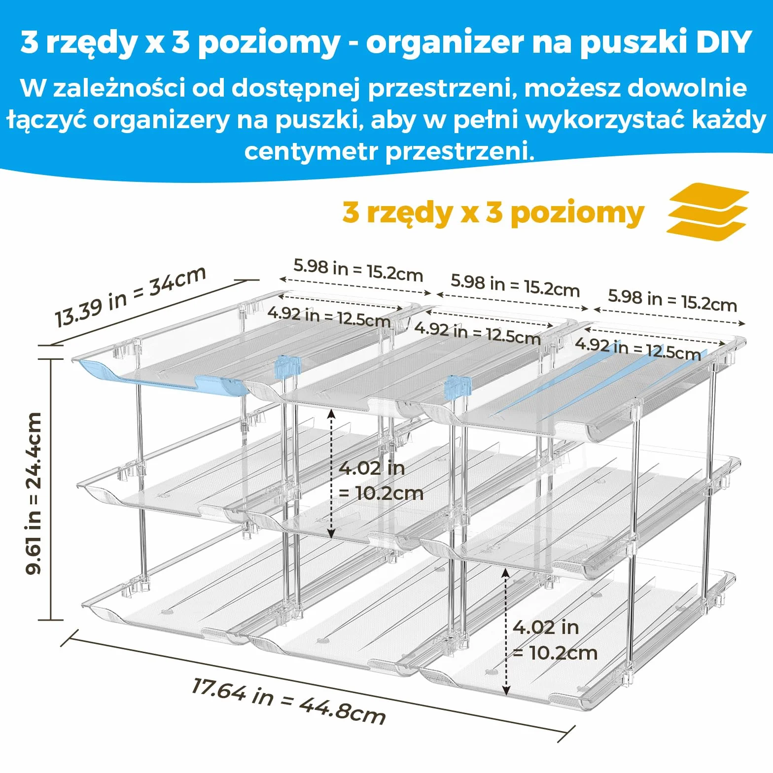 Automatyczny obrotowy organizer na puszki 3-poziomowy stojak 36 puszek
