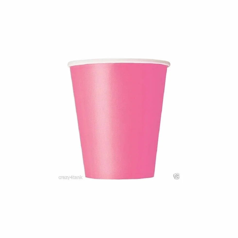 Unique Party 891 294-255 ml gorące różowe papierowe kubki, 14 sztuk