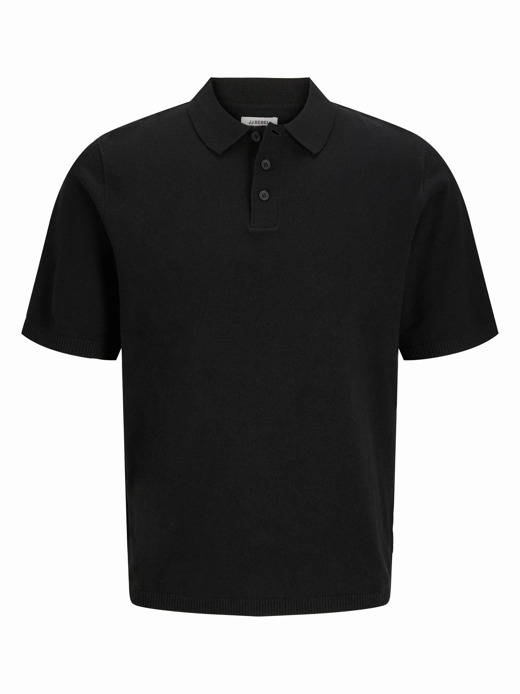 JJ REBEL Jrebcallum Knit Polo Ss męska koszulka polo, czarny, L