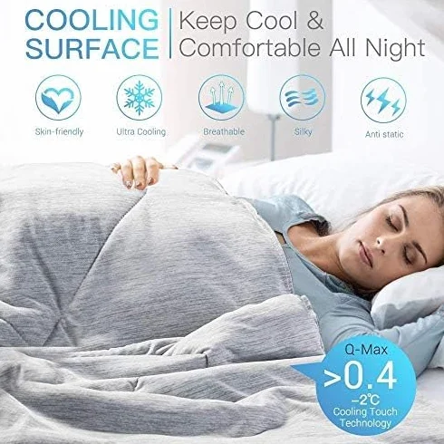 Luxear Odświeżający koc z technologią Arc-Chill 3.0 (Q-Max >0,5), dwustronna kołdra letnia, na łóżko, sofę, miękka bawełna nadająca się do prania,200 x 220cm,szary