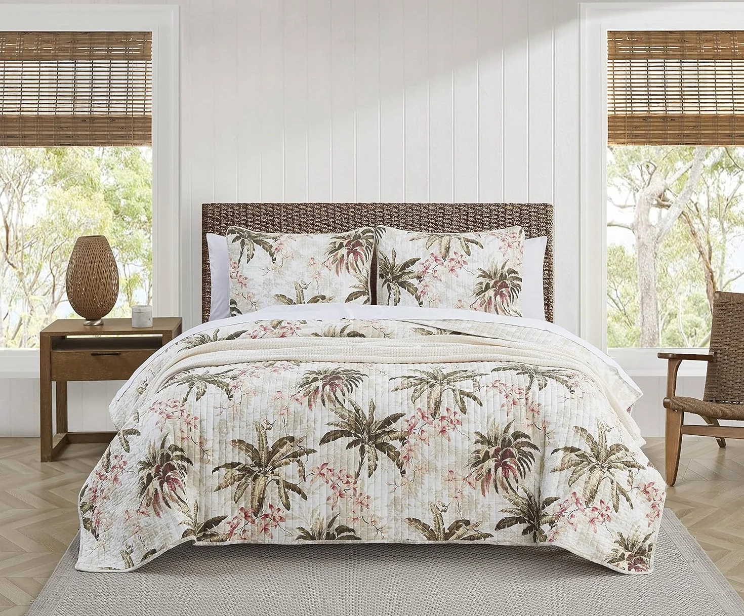 Tommy Bahama zestaw kołder Queen bawełniana pościel dwustronna z poszewkami Bonny Cove Ivory