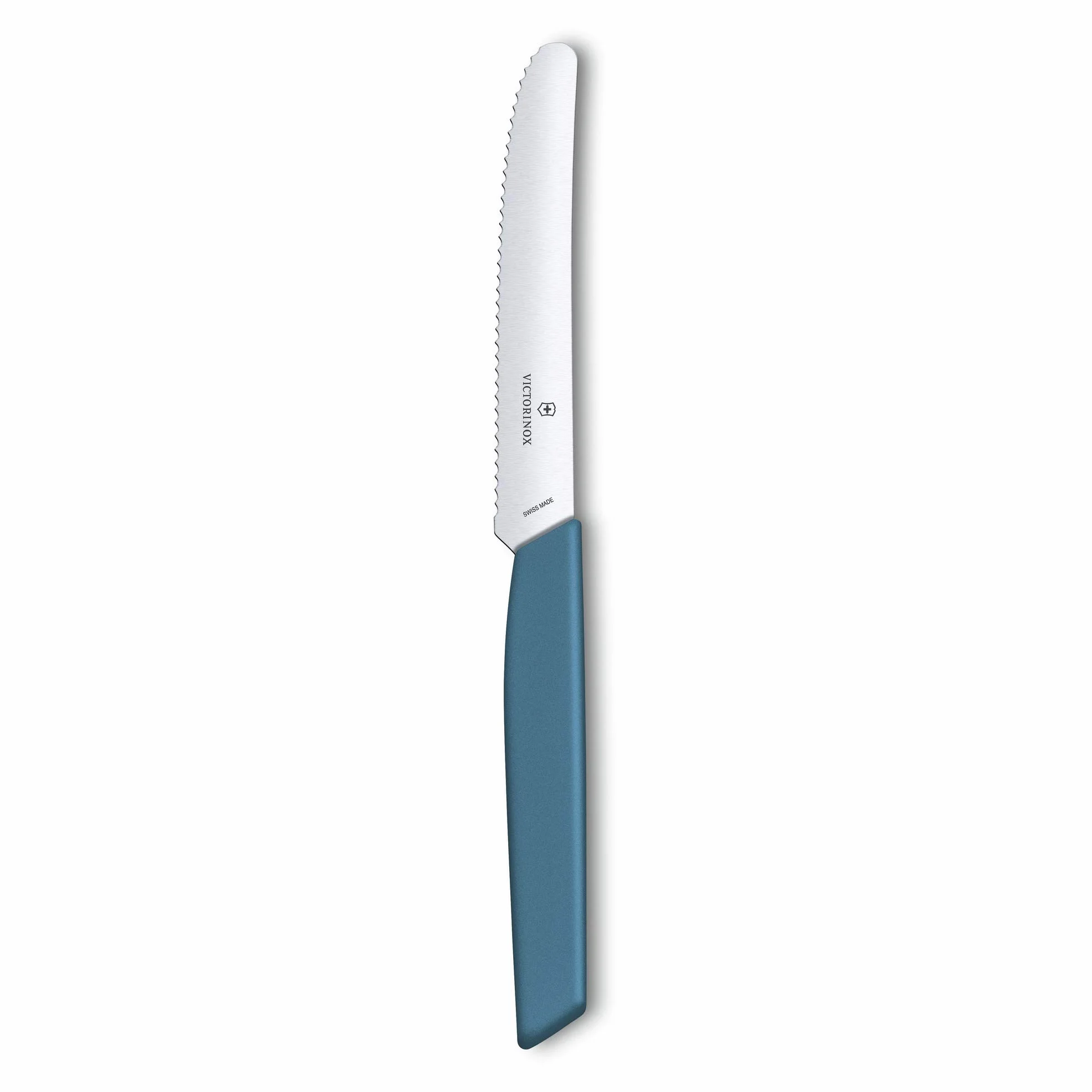 Victorinox, 6.9006.11W2B, Swiss Modern, Gemüsemesser-Set, Extra scharfe Klinge, mit Wellenschliff, Robuster Kunststoff-Griff, Kornblumen-Blau, Made in Switzerland, Spülmaschinengeeignet
