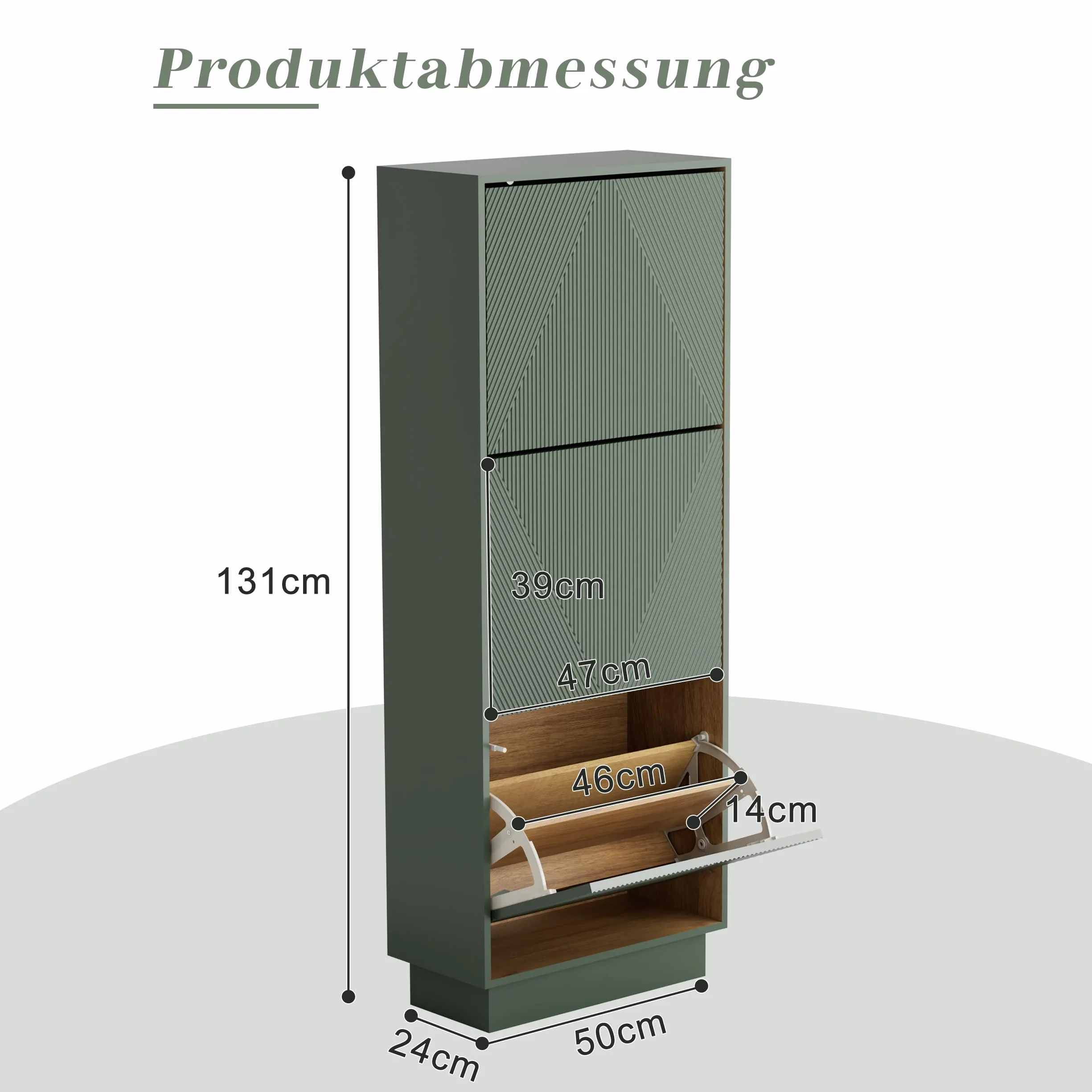 UEV Szafka na buty z 3 klapkami, uchylna, wąski regał, push to open, regulowane ścianki