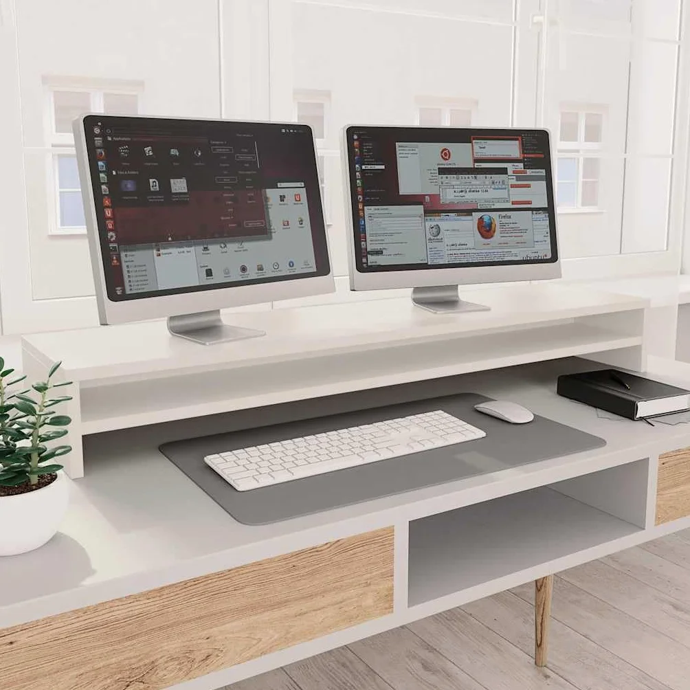 vidaXL Podstawka na monitor, biała, 100x24x13 cm, materiał drewnopochodny