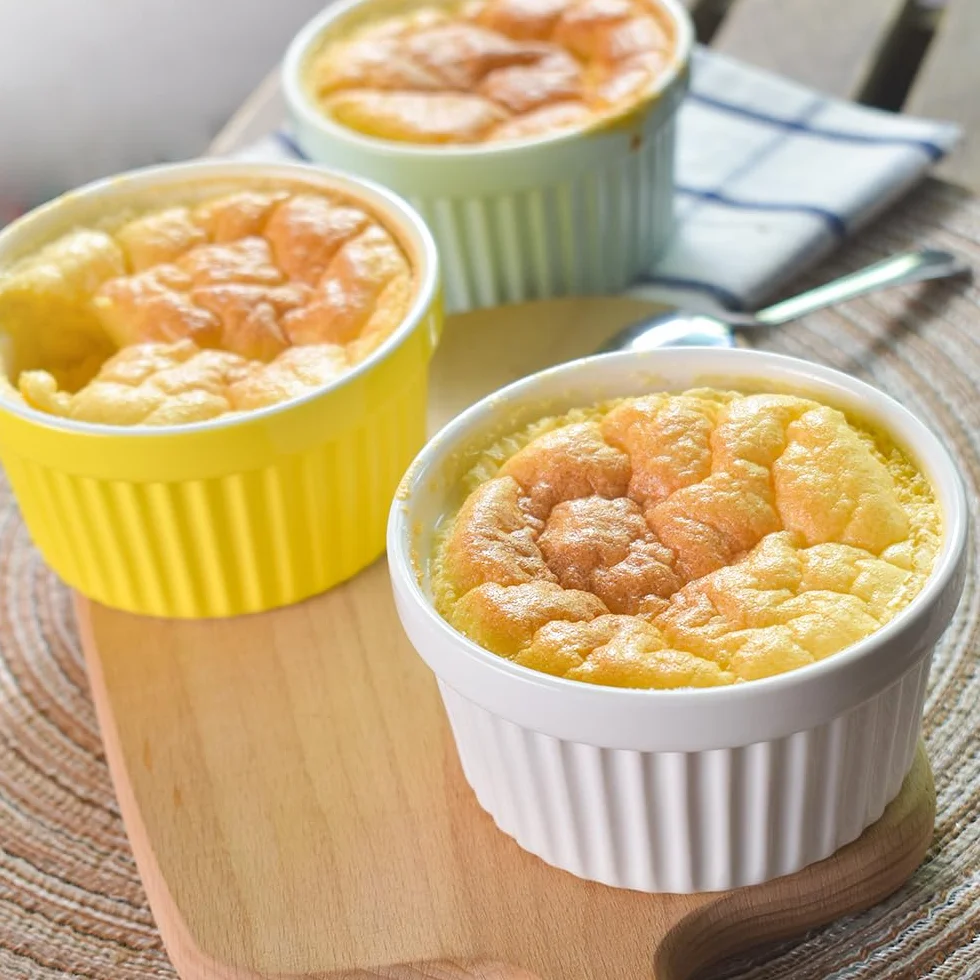 Zestaw porcelanowych ramekinów 240 ml 8 uncji miska do lodów kremowa brûlée suflet do pieczenia 6 szt. żółta