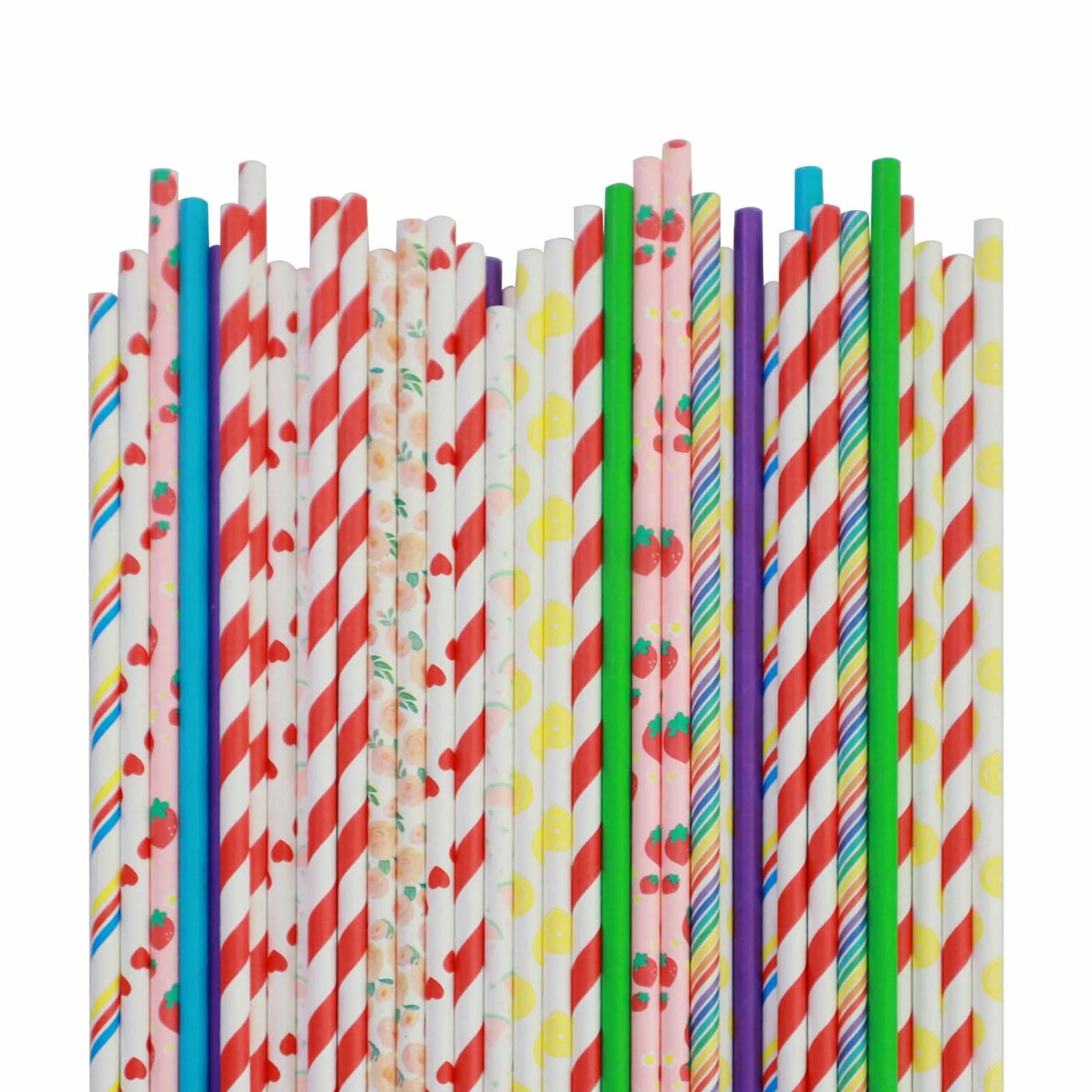 Papierowe słomki watowane 30 cm 50 sztuk losowe kolory