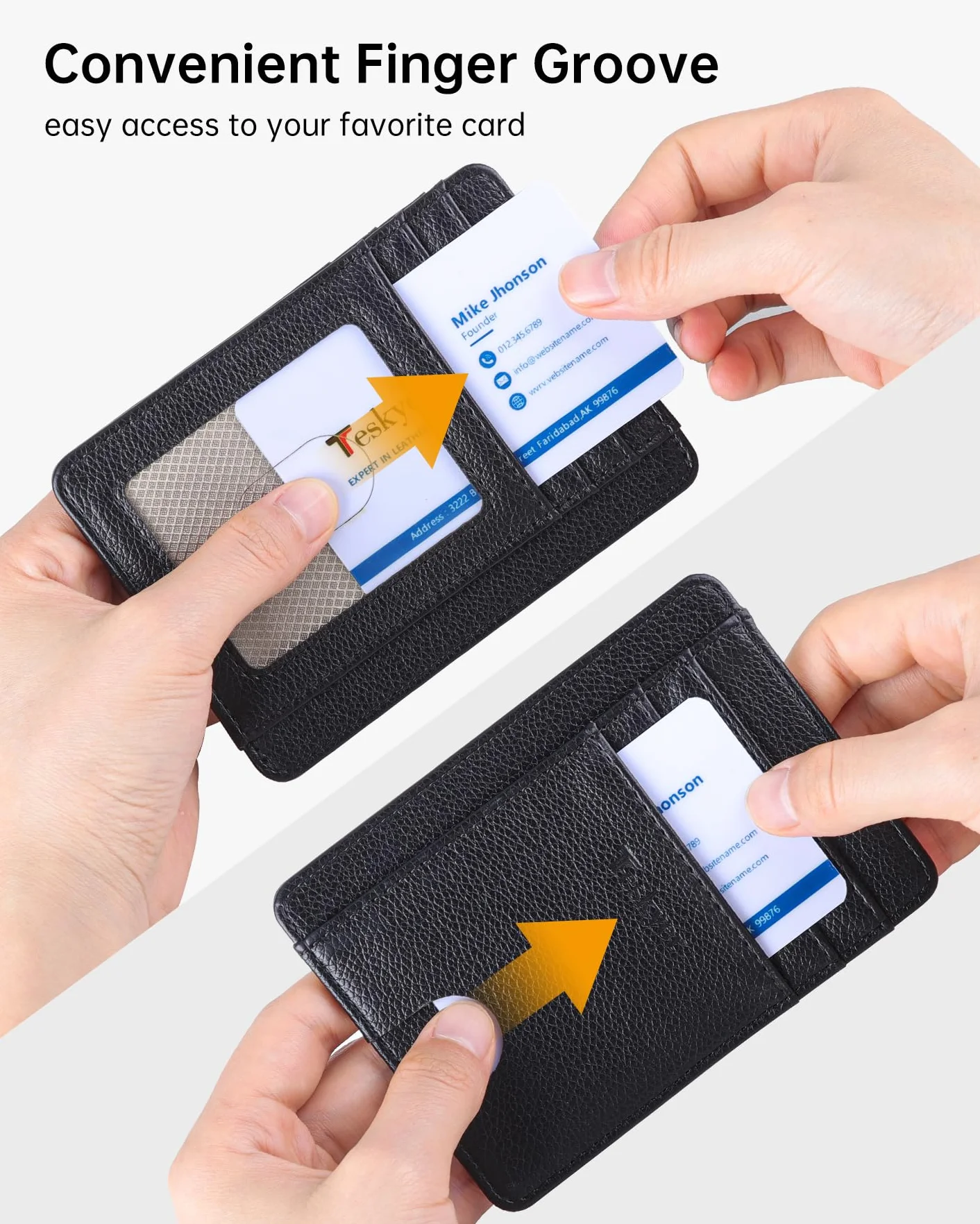 Teskyer Portfel na karty RFID Slim Czarny 11.7 x 8.1 x 1 cm
