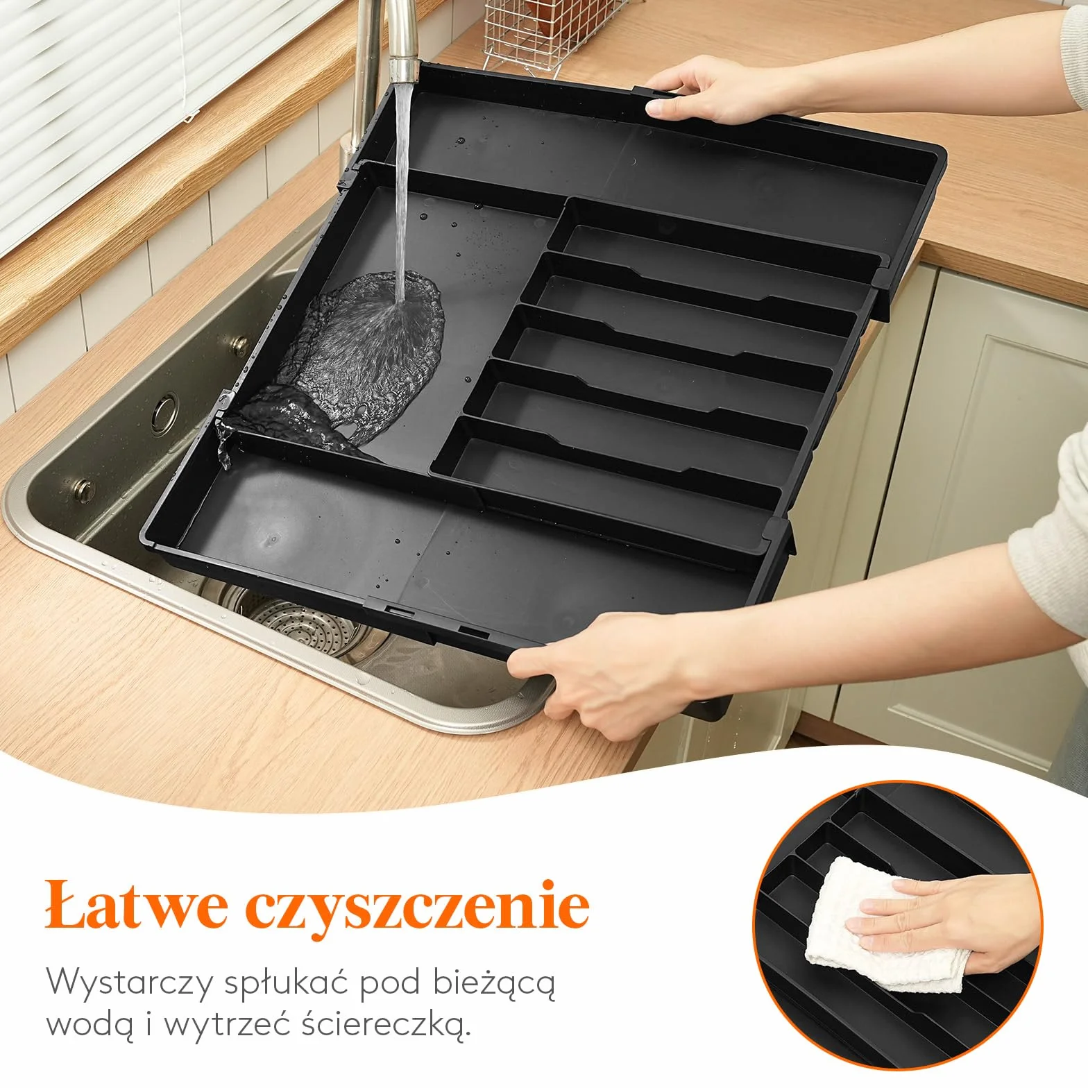 Lifewit Organizer na sztućce do szuflady, regulowany, 5-8 przegródek, szer. 30,5-52 cm, plastikowy