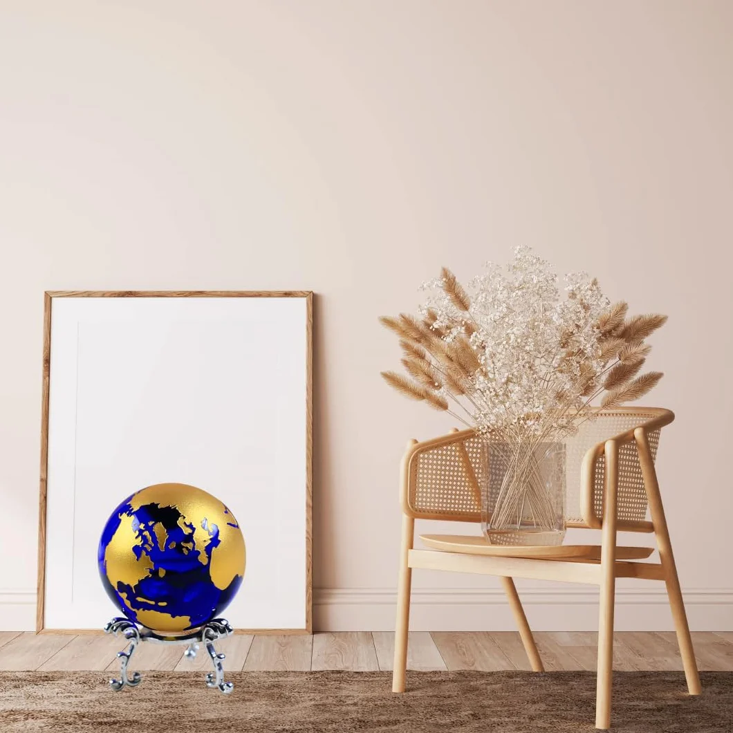 Kryształowa kula globus mapa świata feng shui kwarc ozdoba na biurko złoty