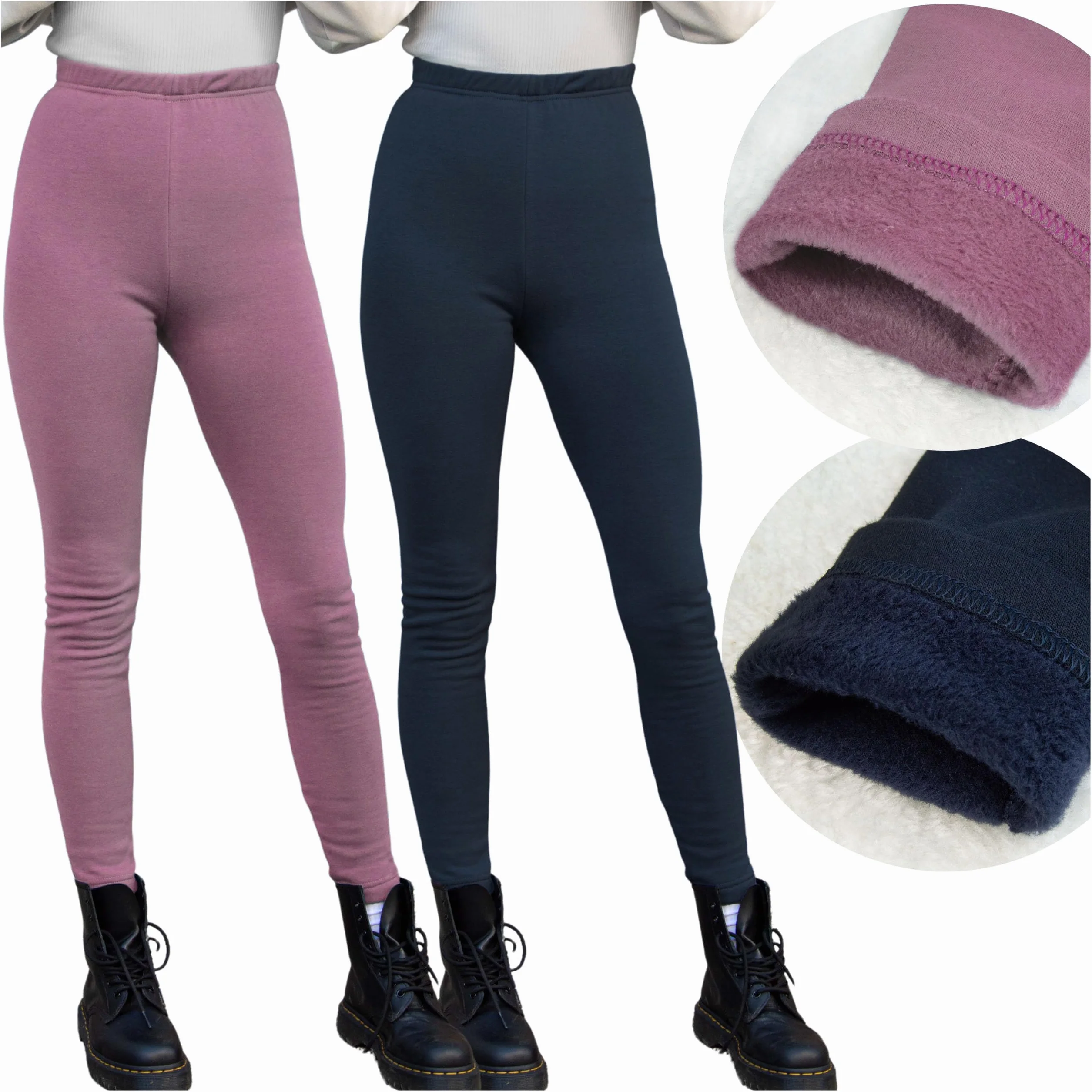 2-pak Legginsy Dziewczęce Thermo – Legginsy Zimowe – Termiczne – Podszyte Polarem – z Dodatkiem Bawełny – Dwa Kolory w Paczce – Ciepłe – Elastyczne