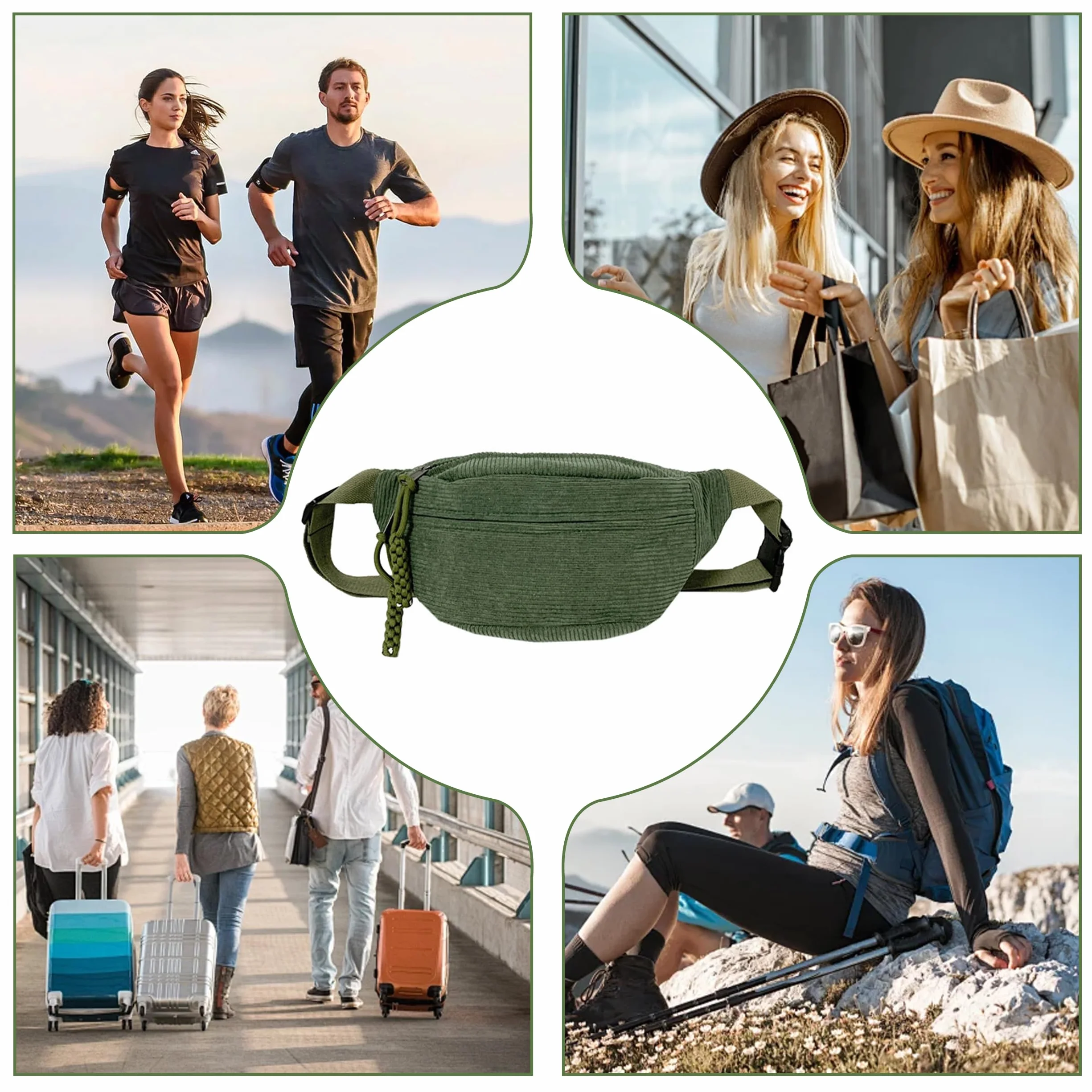Damska nerka ze sznurka, torba na ramię damska 34 × 15 cm, torebka na pasek, torebka biodrowa, damska mała, z paskiem na ramię, regulowana, stylowa i praktyczna torba na brzuch na luźne wycieczki