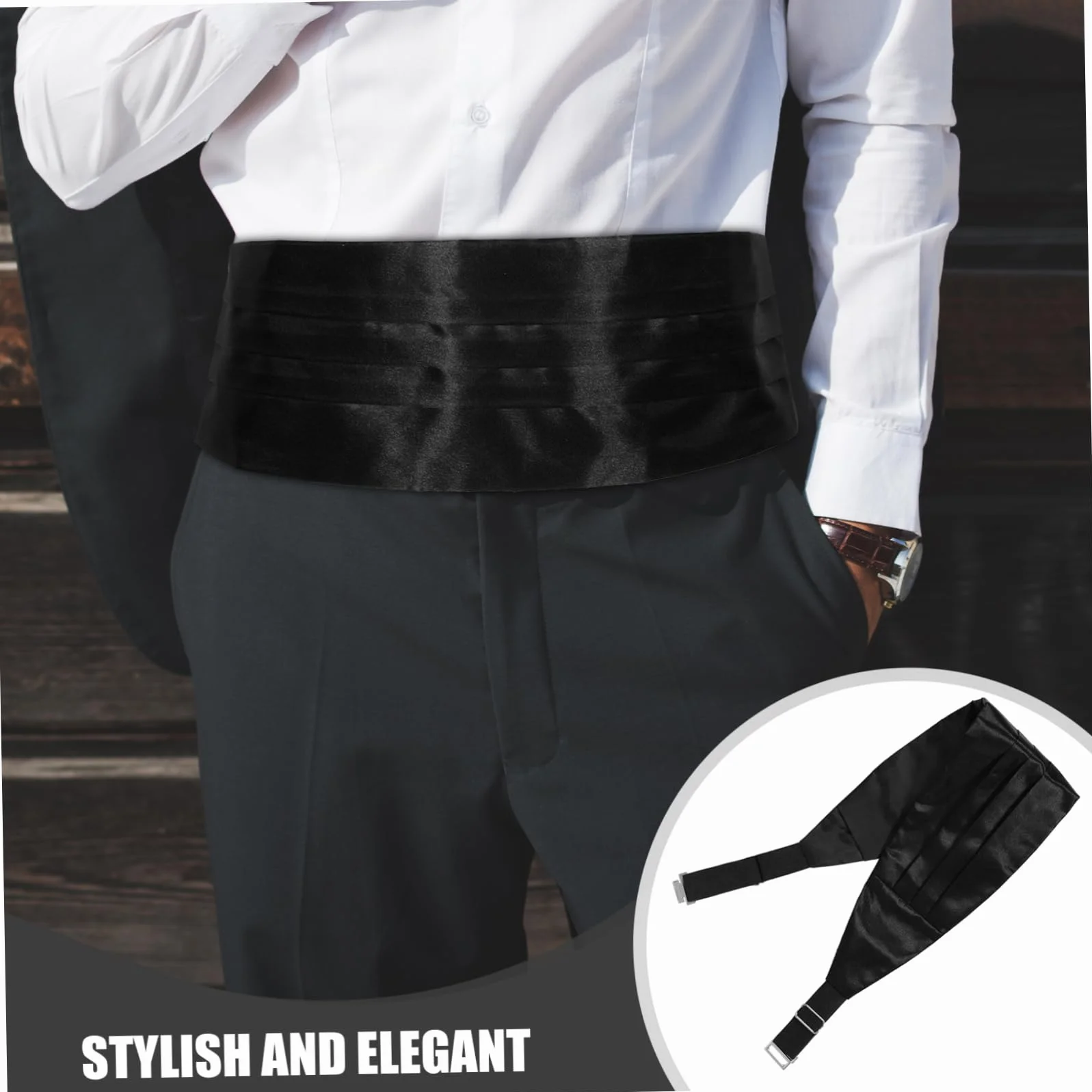 PACKOVE Eleganckie Męskie Formalne Dodatki Czarny Pas Smokingowy I Muszka W Komplecie Dla Mężczyzn