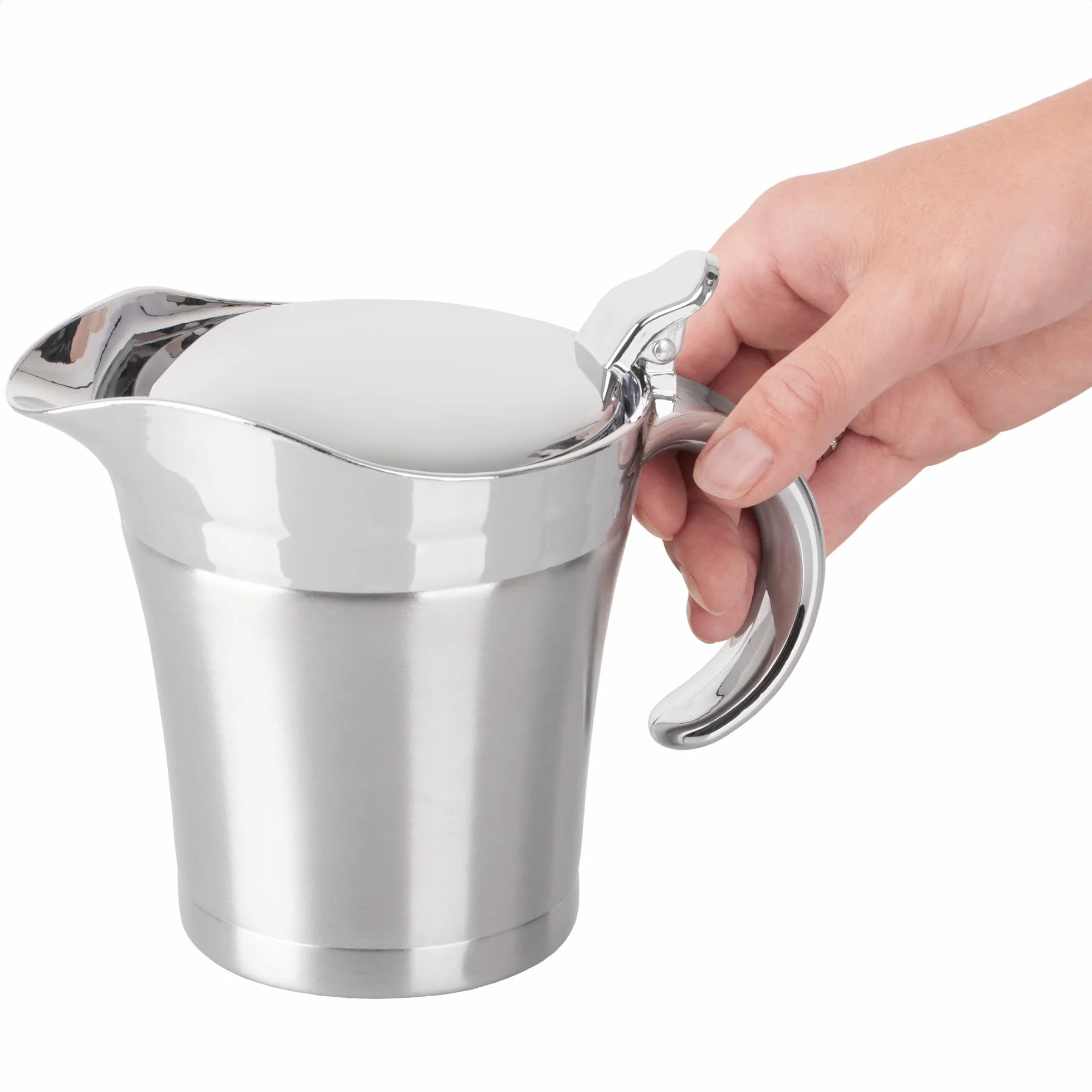 COM-FOUR® Thermo sosjerka ze stali nierdzewnej podwójne ścianki izolowany pojemnik na sos 400ml srebrny