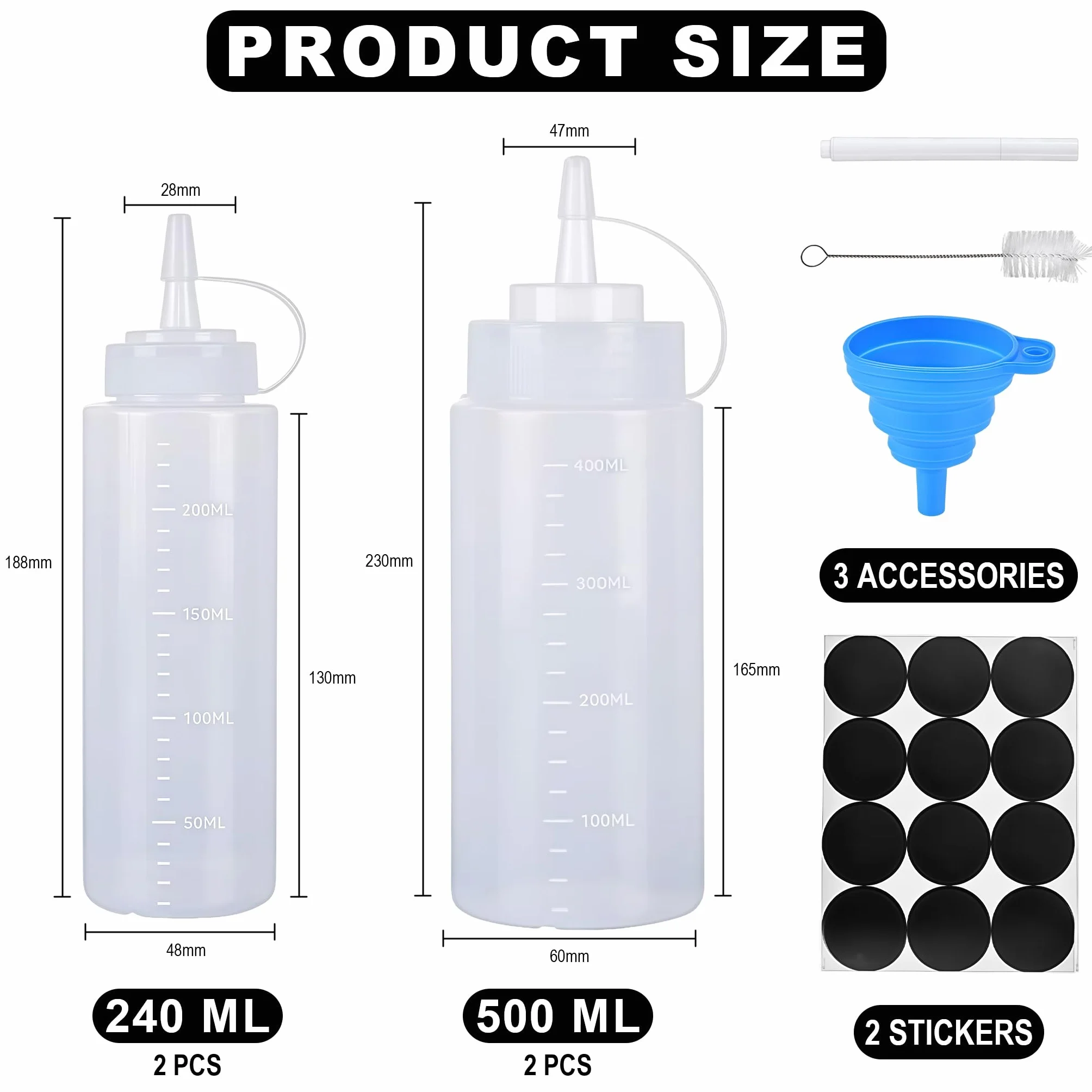 Butelki do wyciskania 250 ml 500 ml z rozpylaczem dozujące sosy olej ketchup
