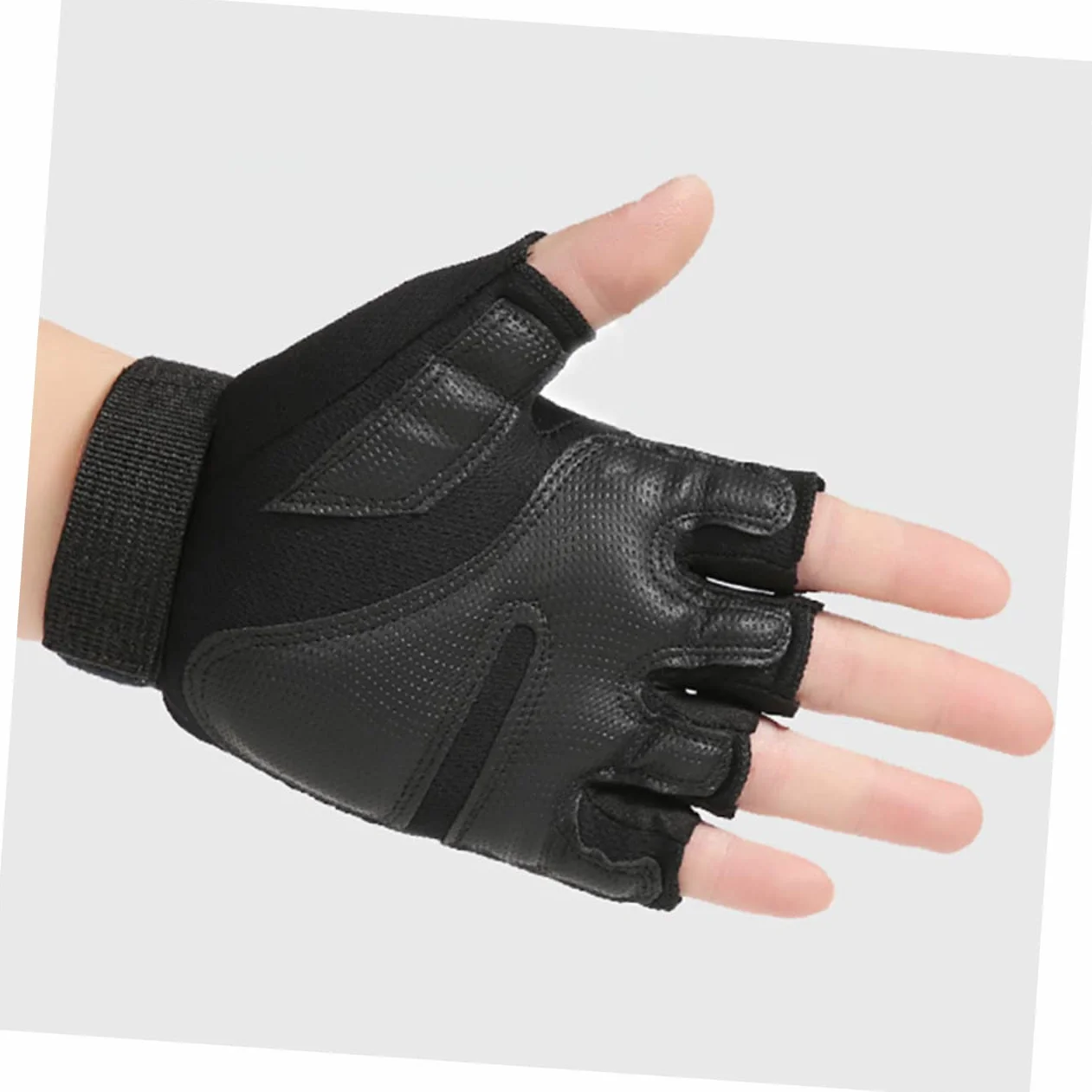 Rękawiczki Rowerowe MTB Half Finger Oddychające Czarne Odporne Wstrząsy