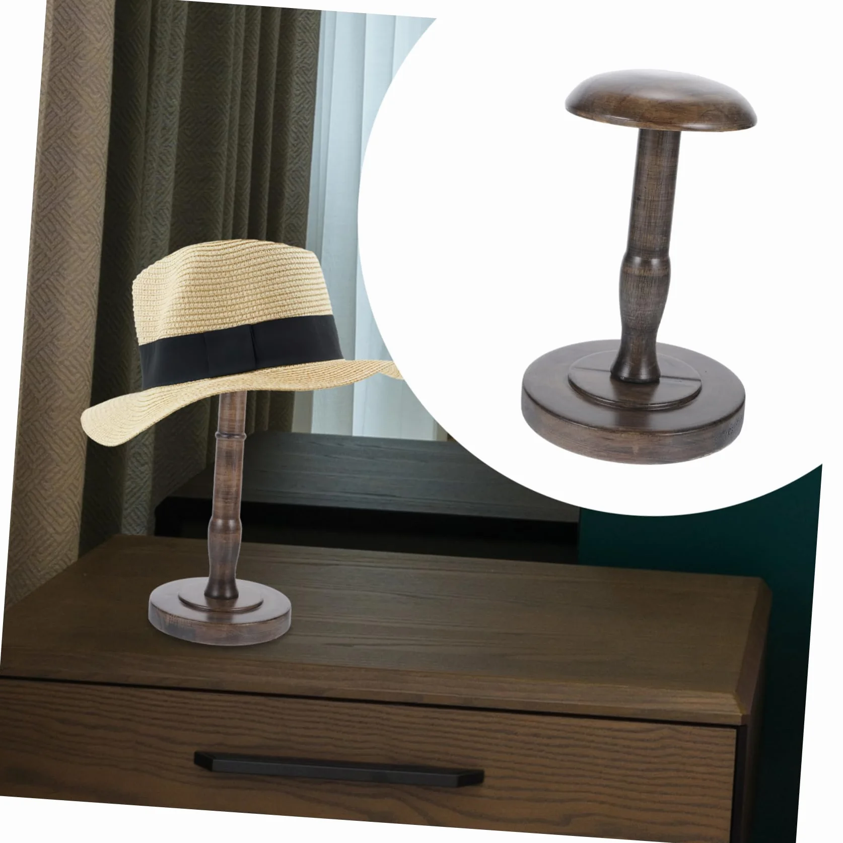 KOMBIUDA Vintage Cap Holder Rack 13-calowy Okrągły Stojak Na Kapelusze Z Drewna Organizer Na Czapki