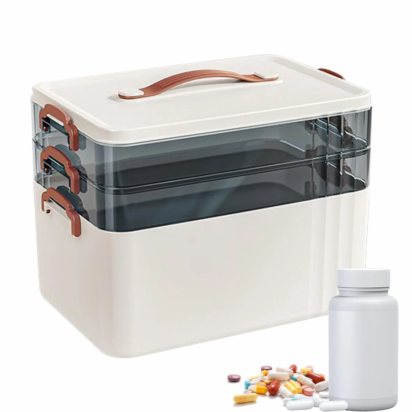 Medical Organizer, Clear Household Storage Medicine, Family Safety Accessories and Tools Container, Medicine Storage Box for Home Use and Camping Trips 1255g