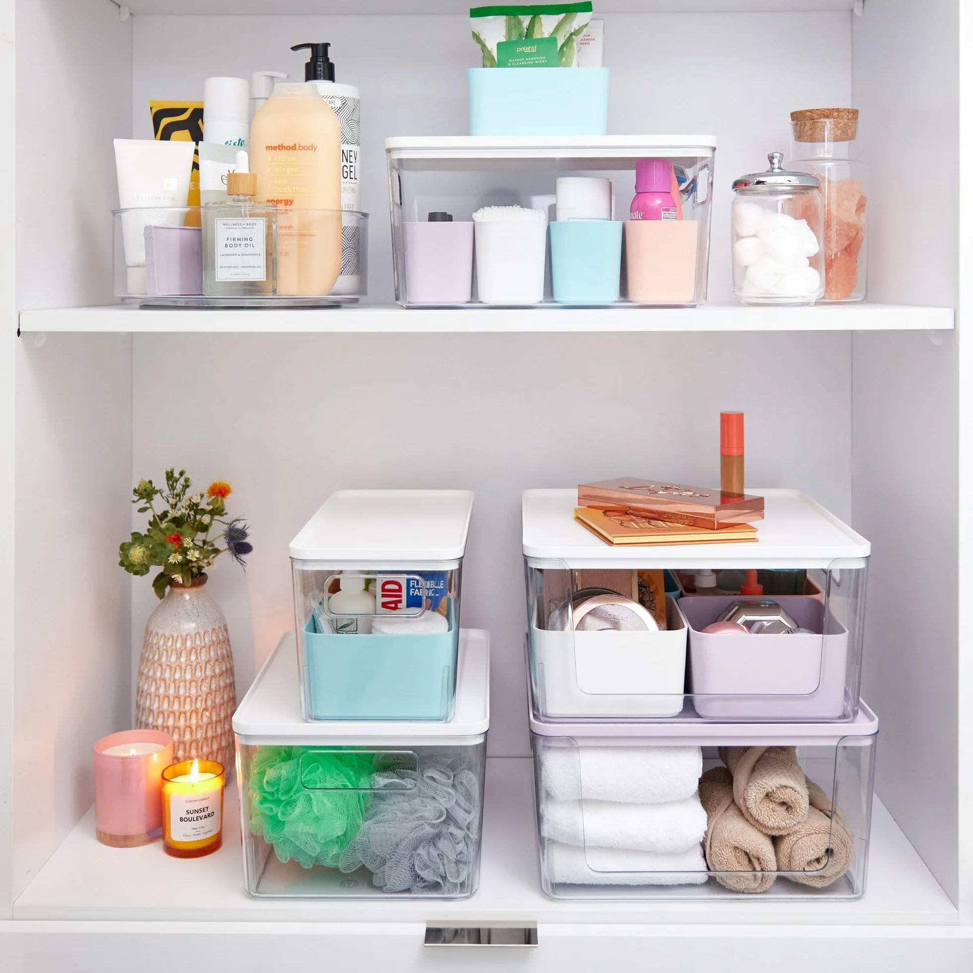 iDesign Rosanna Pansino Plastikowy obrotowy organizer kuchenny 9,4 cm x 25 cm przezroczysty fioletowy