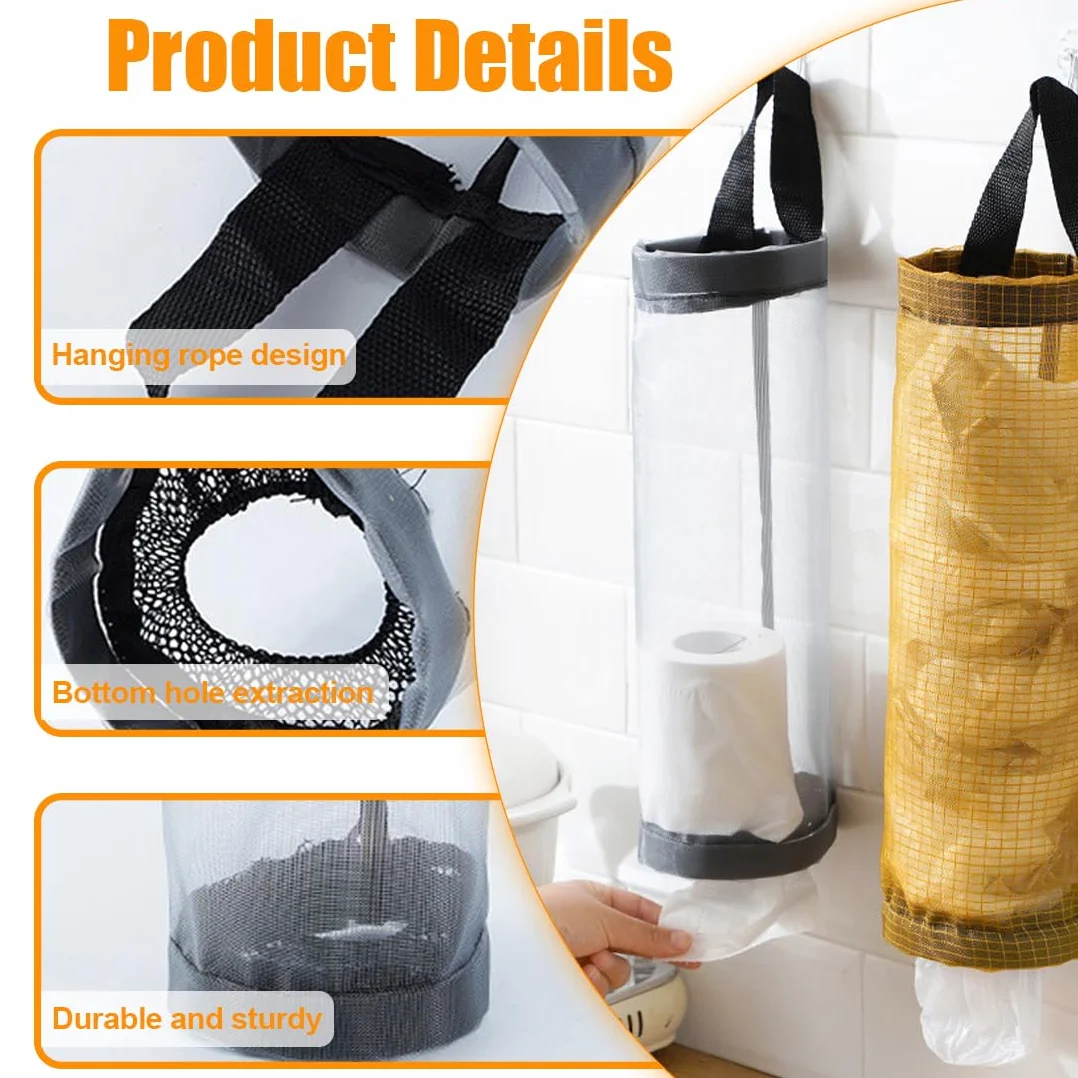 Plastikowy wieszak na śmieci składany organizer kuchenny 10 x 30 cm szary czarny żółty