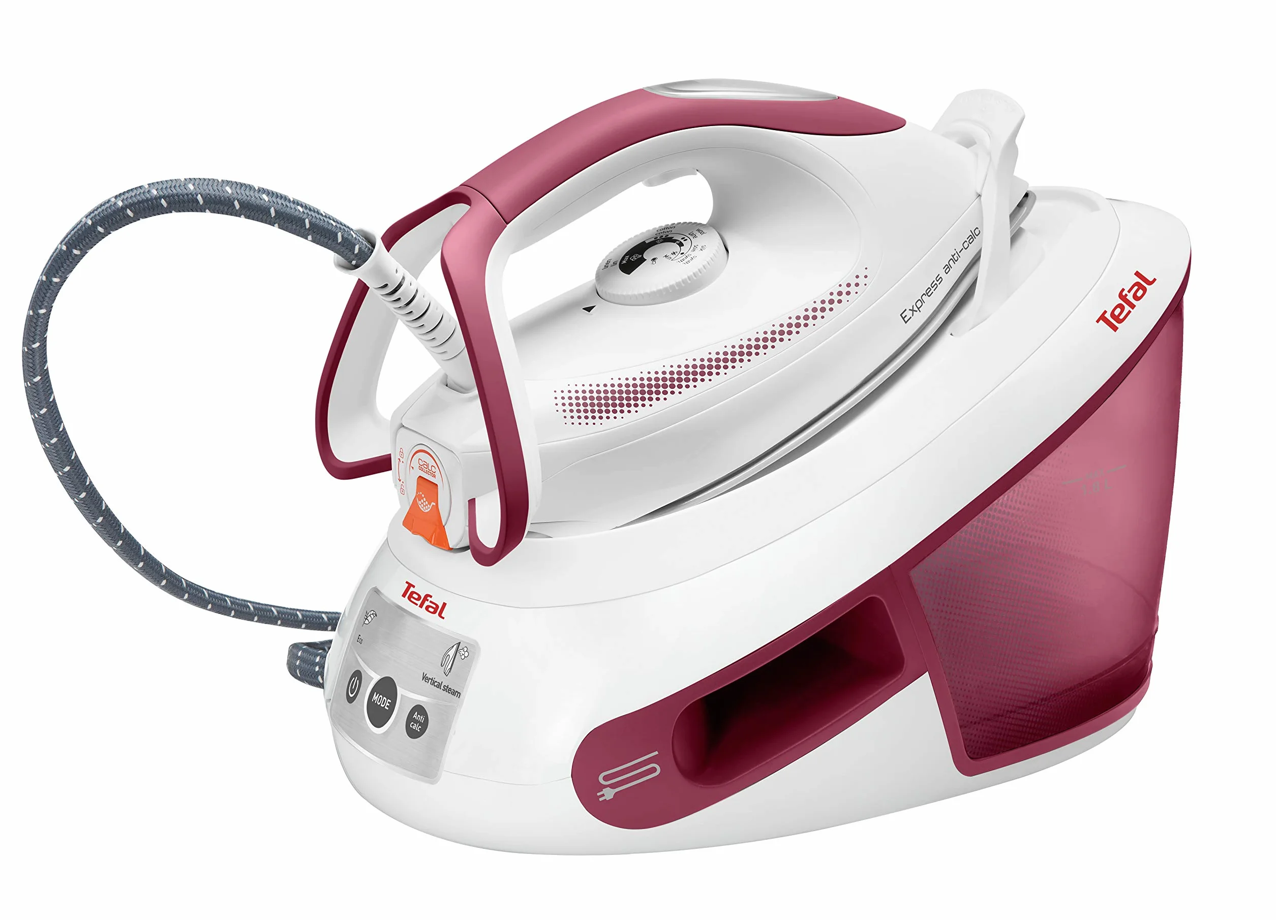 Tefal SV8012 Express Anti-Calc stacja parowa | 2800 W | Stała ilość pary: 120 g/min | Silne uderzenie pary: 400 g/min | Pojemność zbiornika na wodę: 1,8 litra | Kolektor zapobiegający osadzaniu się
