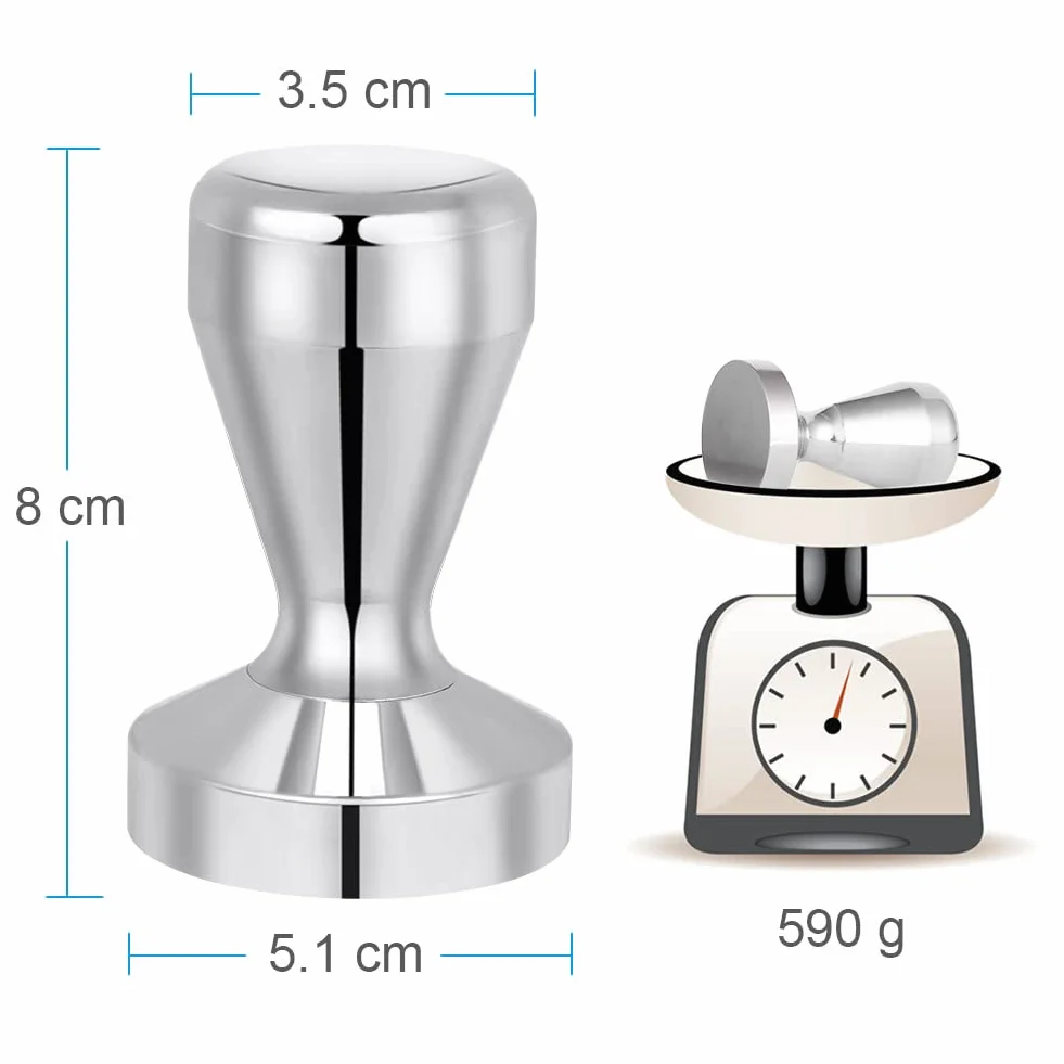 Vicloon Tamper do kawy, 51 mm, prasa do kawy espresso ze stali nierdzewnej z silikonową matą do ubijania