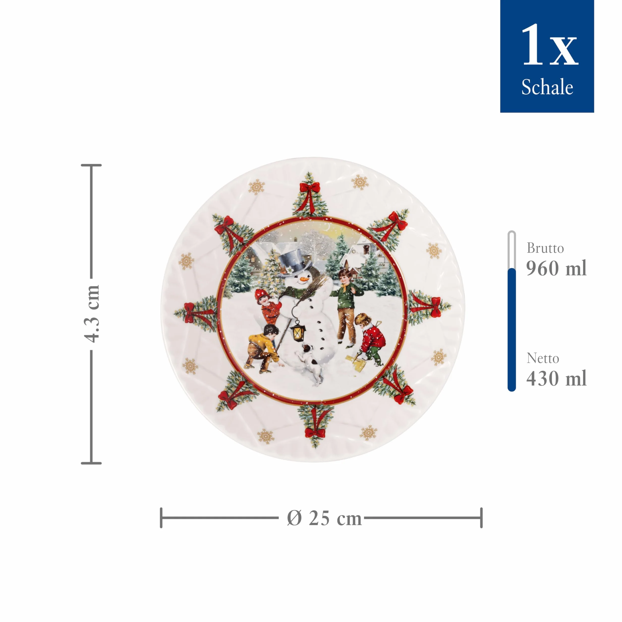 Villeroy & Boch Toy's Fantasy duża miska porcelanowa Boże Narodzenie bałwanek misa serwowania talerz głęboki
