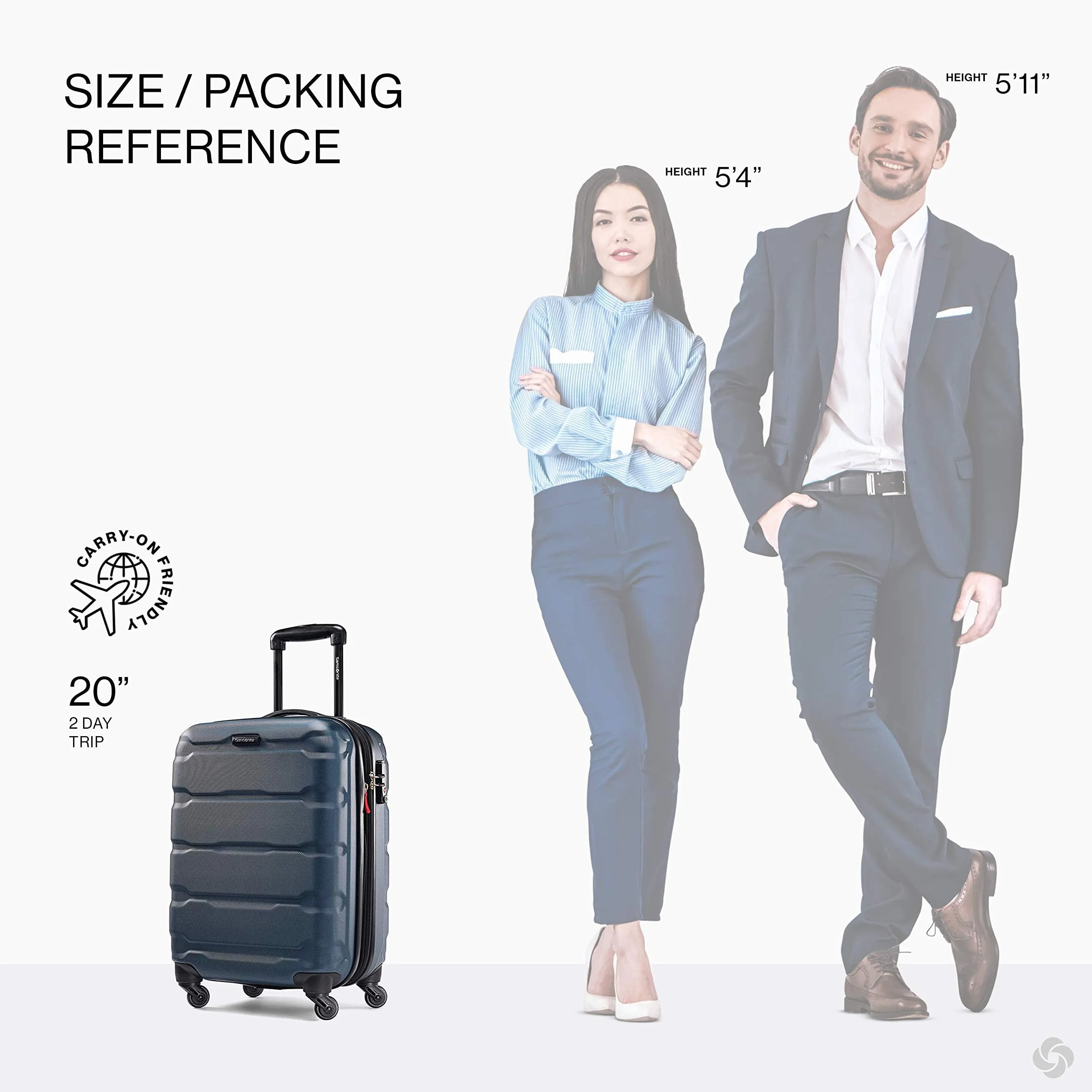 Samsonite Omni PC Hardside 3-Częściowy Zestaw Spinner (20/24/28), Niebieskozielony, Rozszerzalny Bagaż z Kołami Obrotowymi