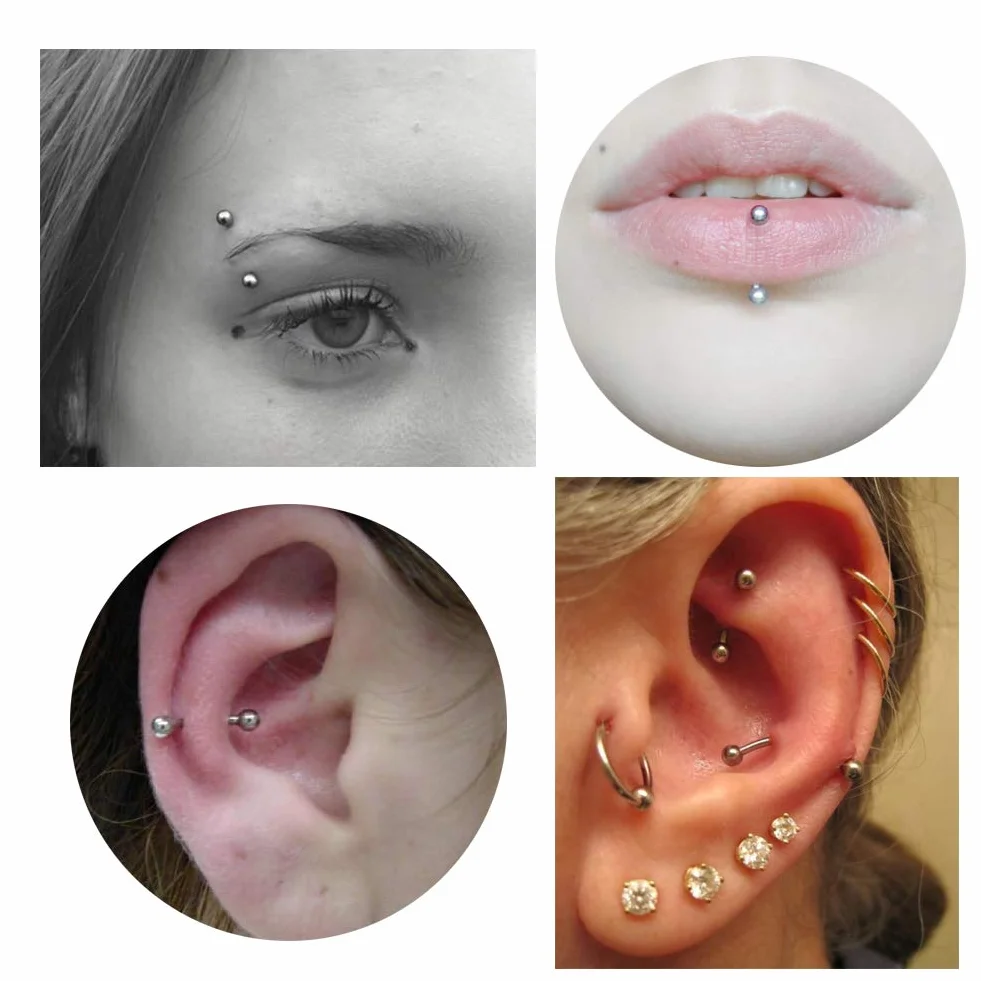 MODRSA Rook Kolczyk ze stali nierdzewnej 16G zakrzywiony kolczyk sztanga warga brwi brzuch pierścienie helix tragus stokrotka kolczyki piercing wieża piercing biżuteria