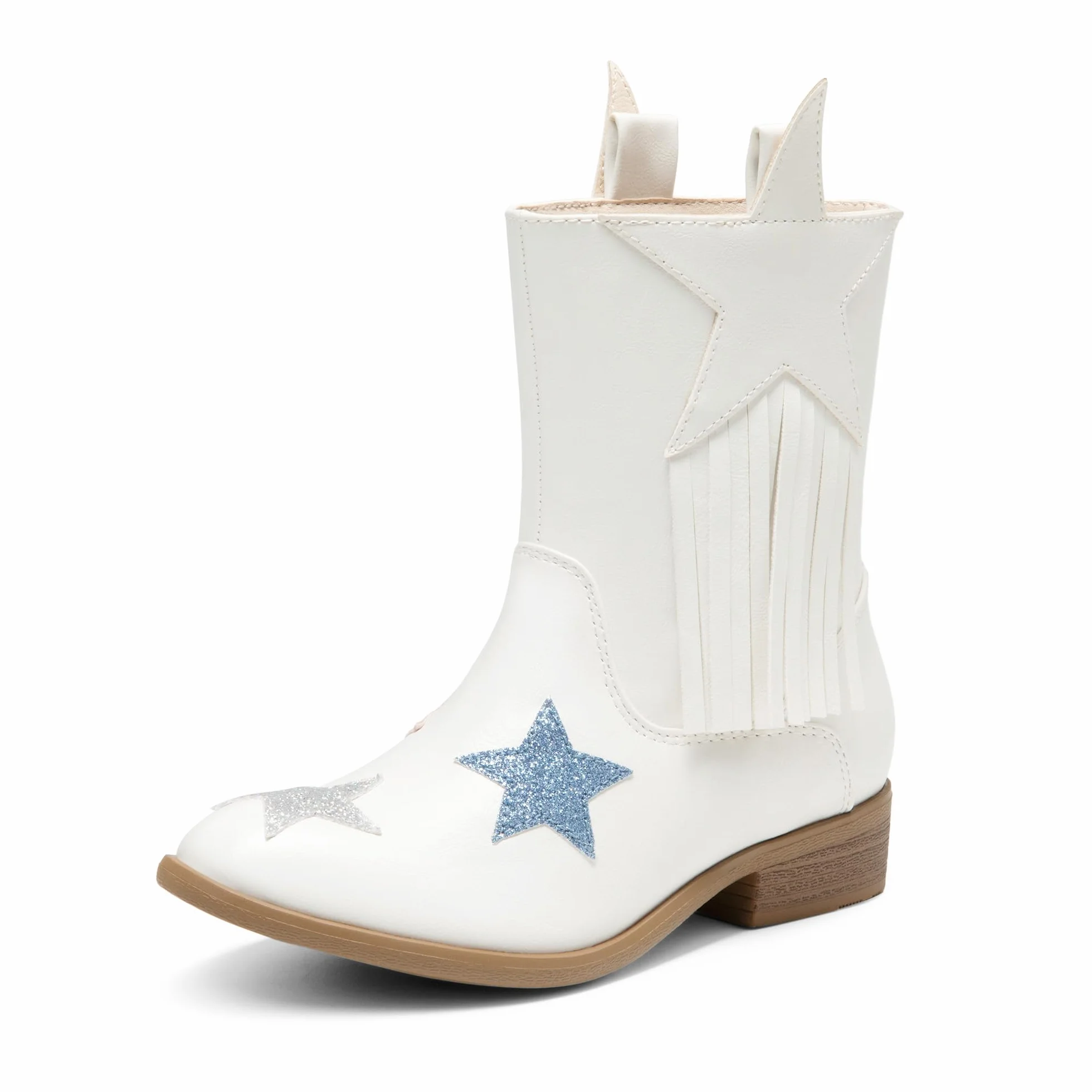 DREAM PAIRS Dziewczęce kowbojskie kowbojskie zachodnie buty z frędzlami do połowy łydki