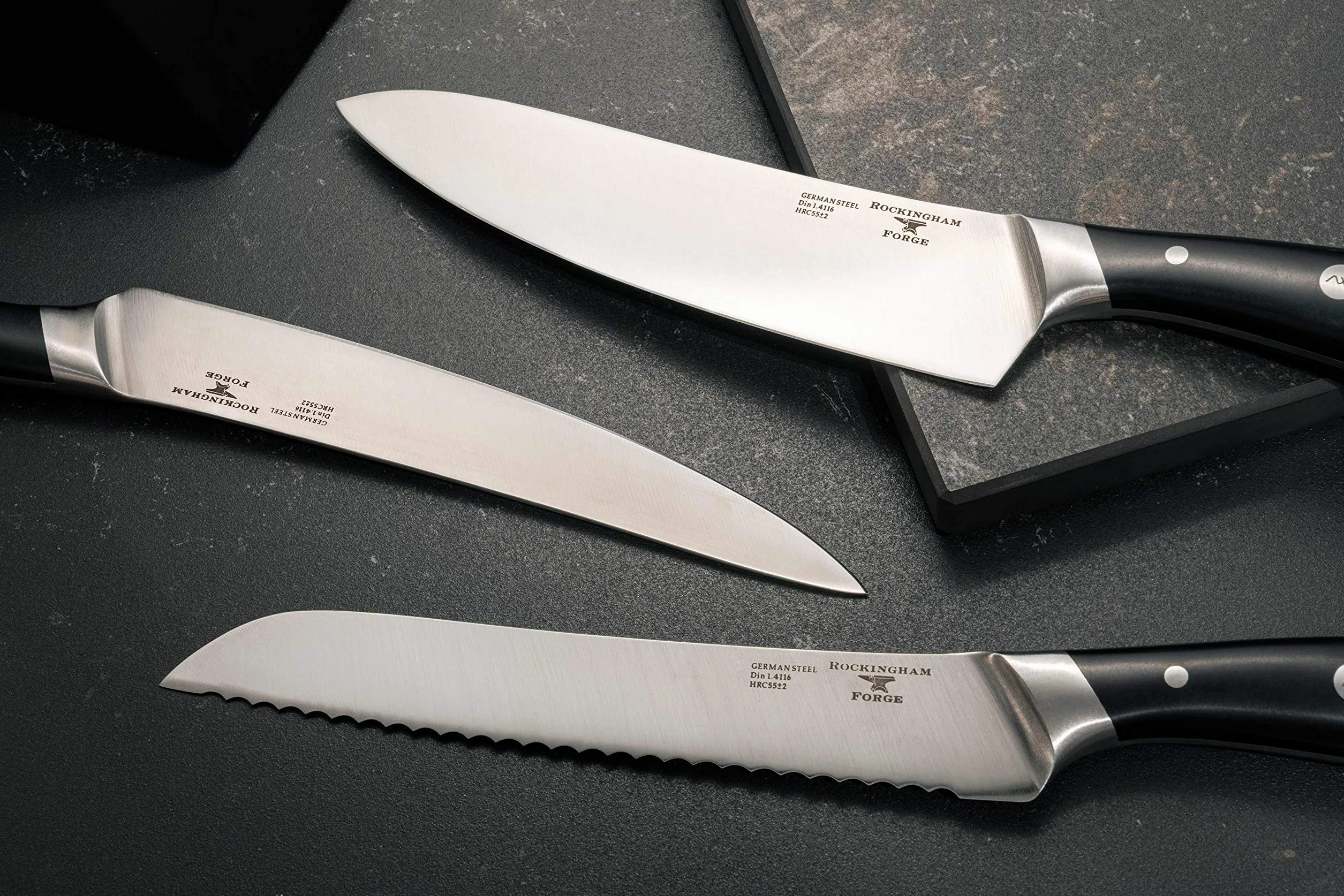 Rockingham Forge Ashwood zestaw noży ze stali nierdzewnej, czarny blok, 6 sztuk