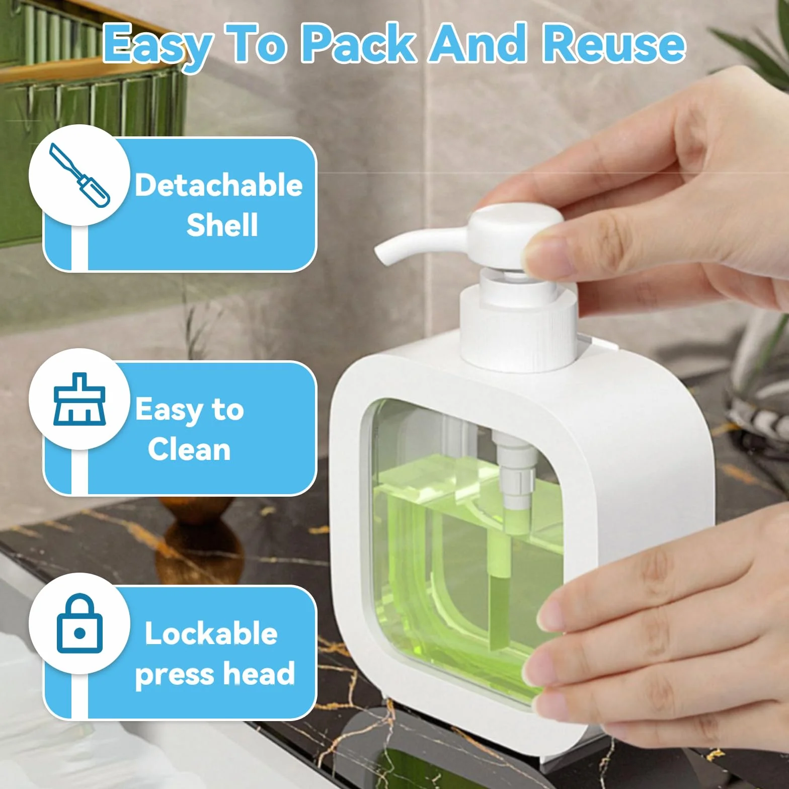 Dozownik mydła 300 ml przezroczysty plastikowy 2 szt