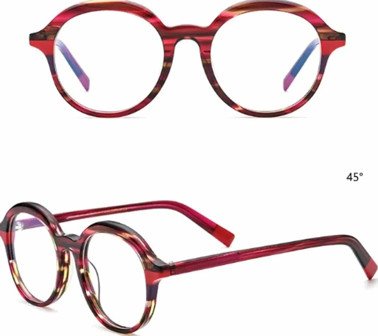 Okrągłe oprawki okularów octanowe oprawki do okularów ultralekkie okulary z soczewkami oprawki okularów vintage uniwersalne oprawki do okularów, przezroczyste