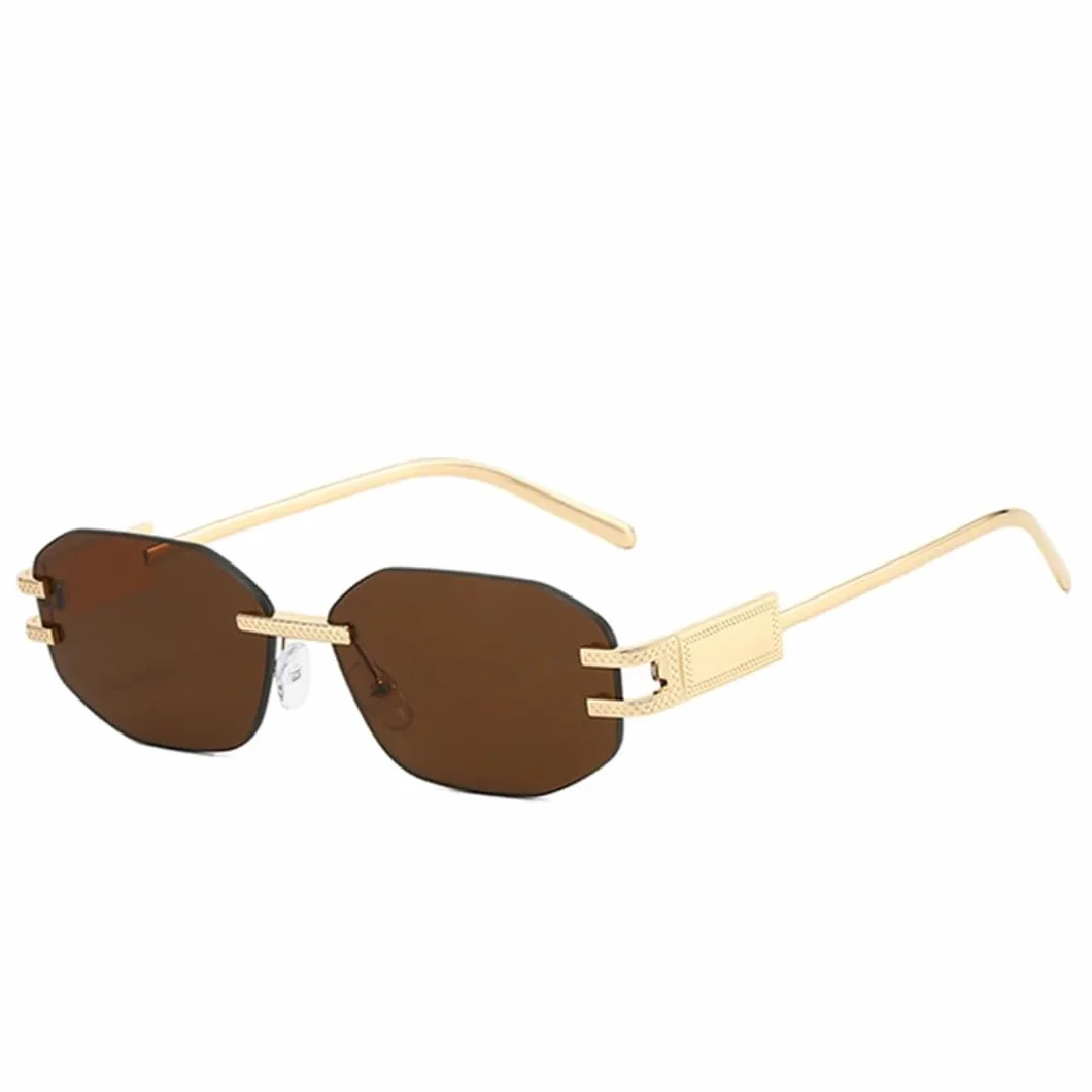 Modne luksusowe okulary przeciwsłoneczne kobiety mężczyźni vintage bez oprawek modne odcienie okulary przeciwsłoneczne na imprezę